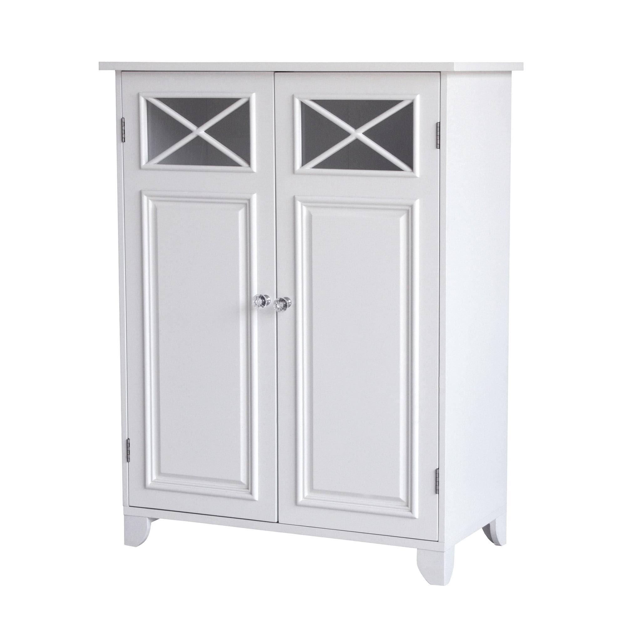Dawson Wooden Floor Cabinet with Cross Molding and 2 Doors, White