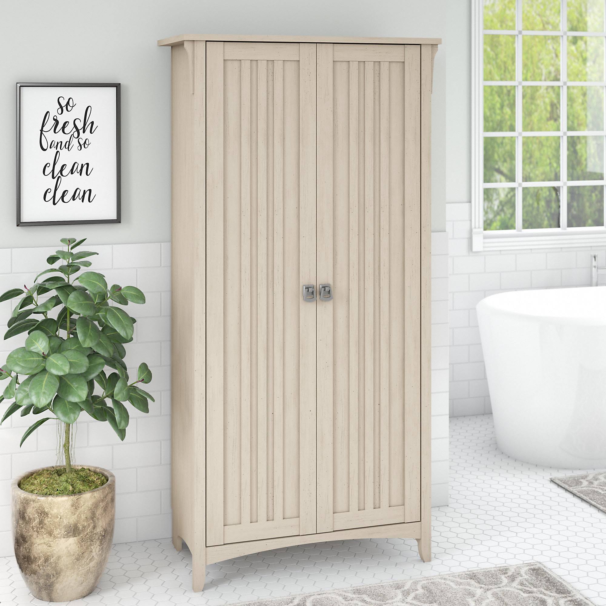 Salinas Bathroom Storage Cabinet with Doors, Antique White