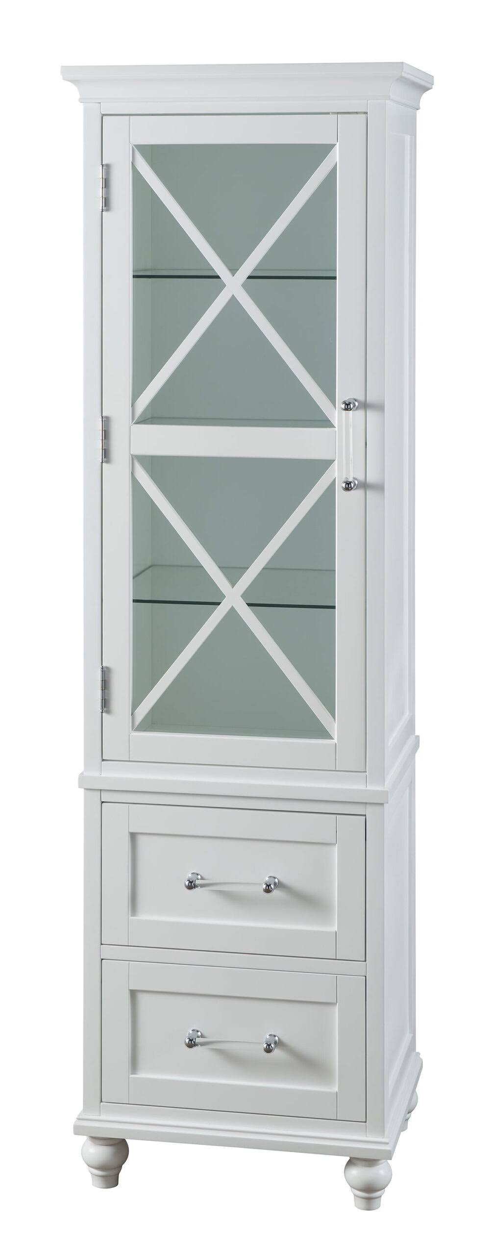 Blue Ridge Wooden Linen Tower Cabinet with Adjustable Shelves, White