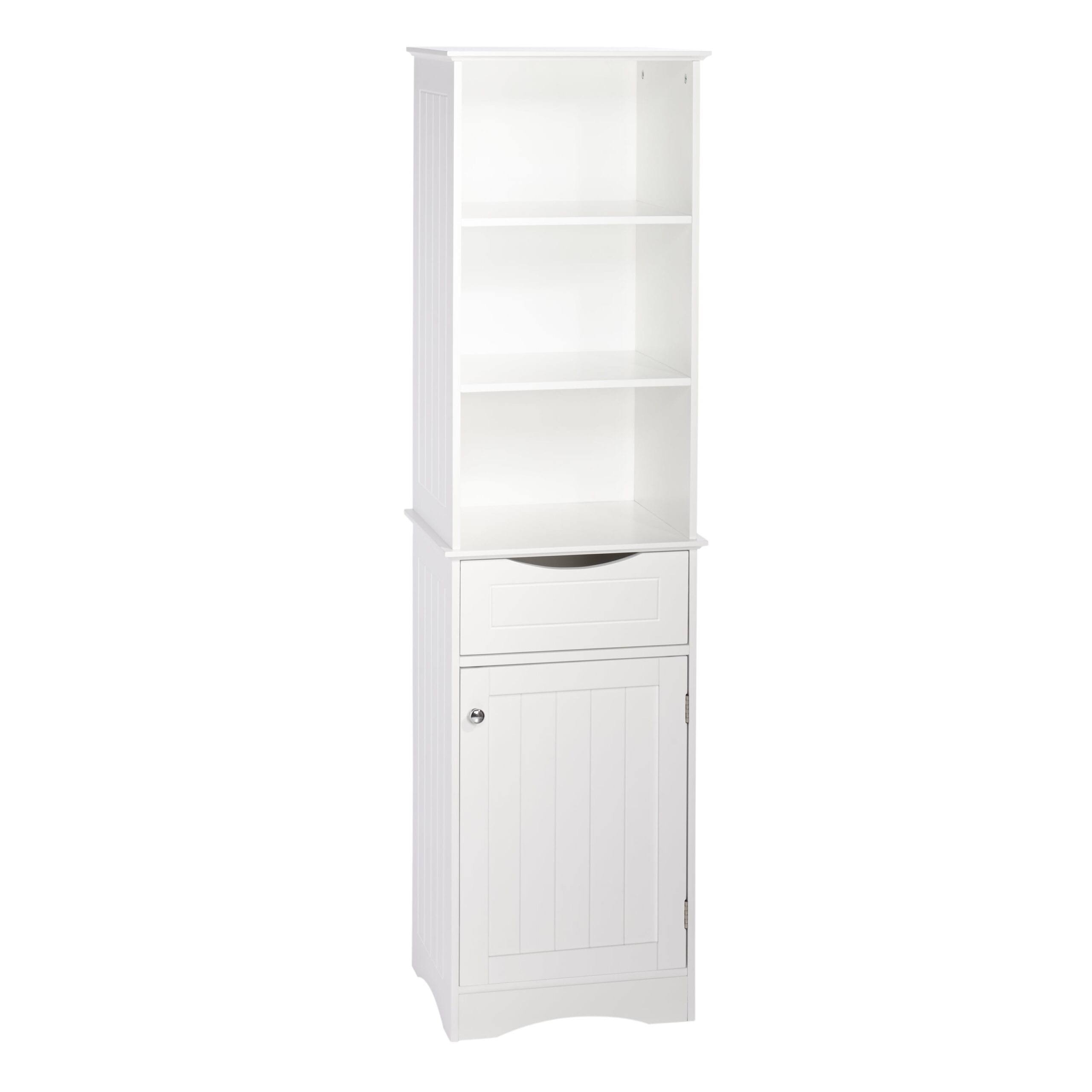Home Ashland Tall Linen Storage Cabinet with Drawer, White