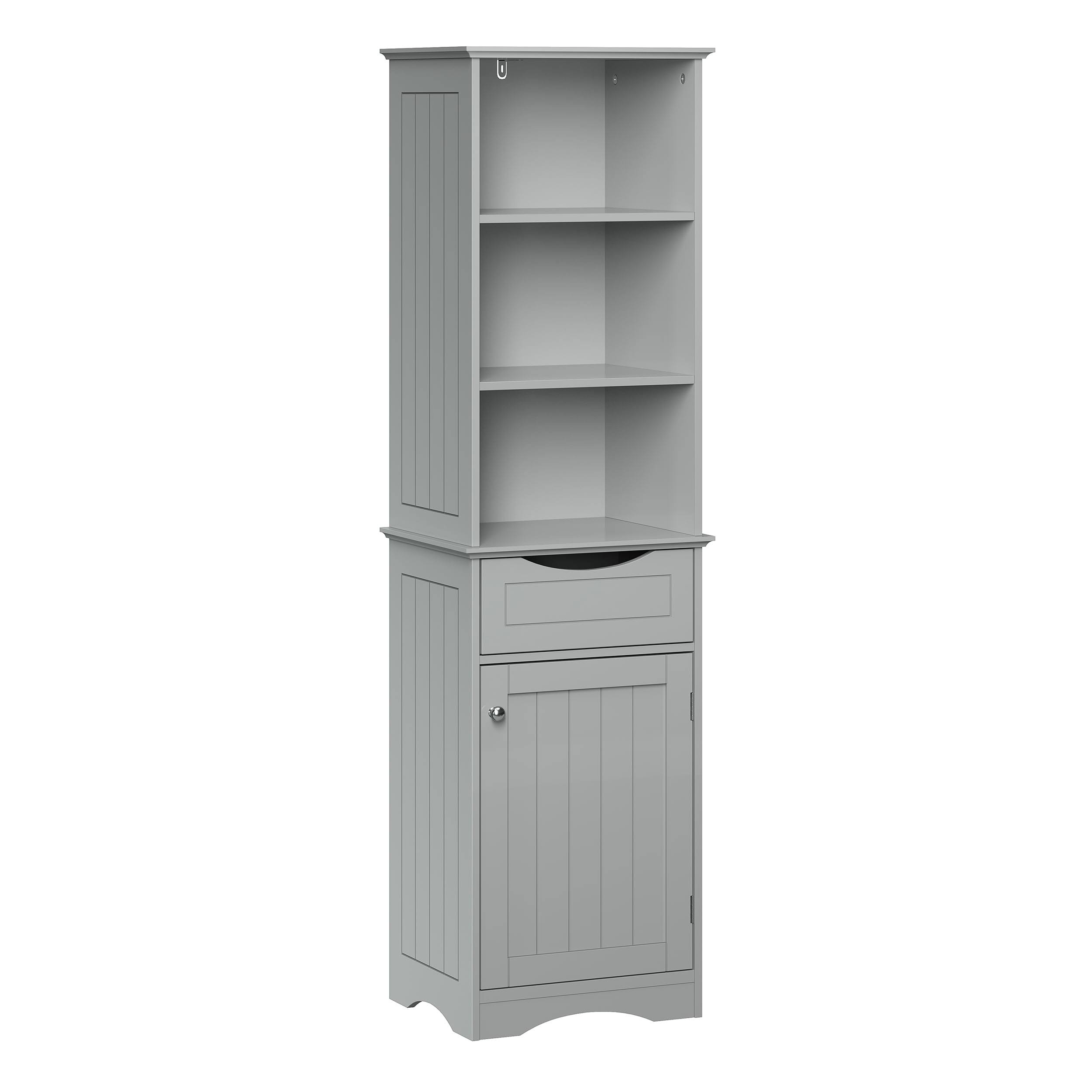 Home Ashland Tall Linen Storage Cabinet with Drawer, Gray