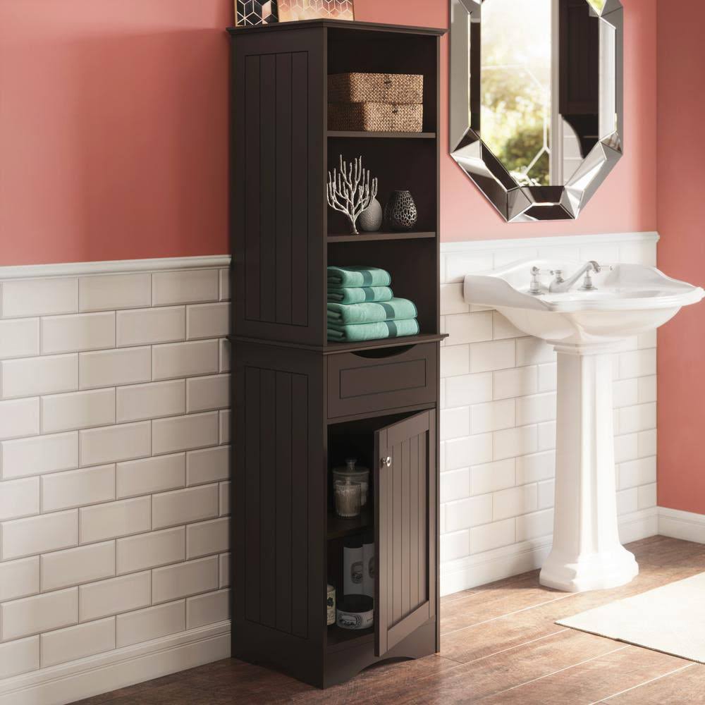 Home Ashland Collection Tall Linen Storage Cabinet for Bathroom Storage