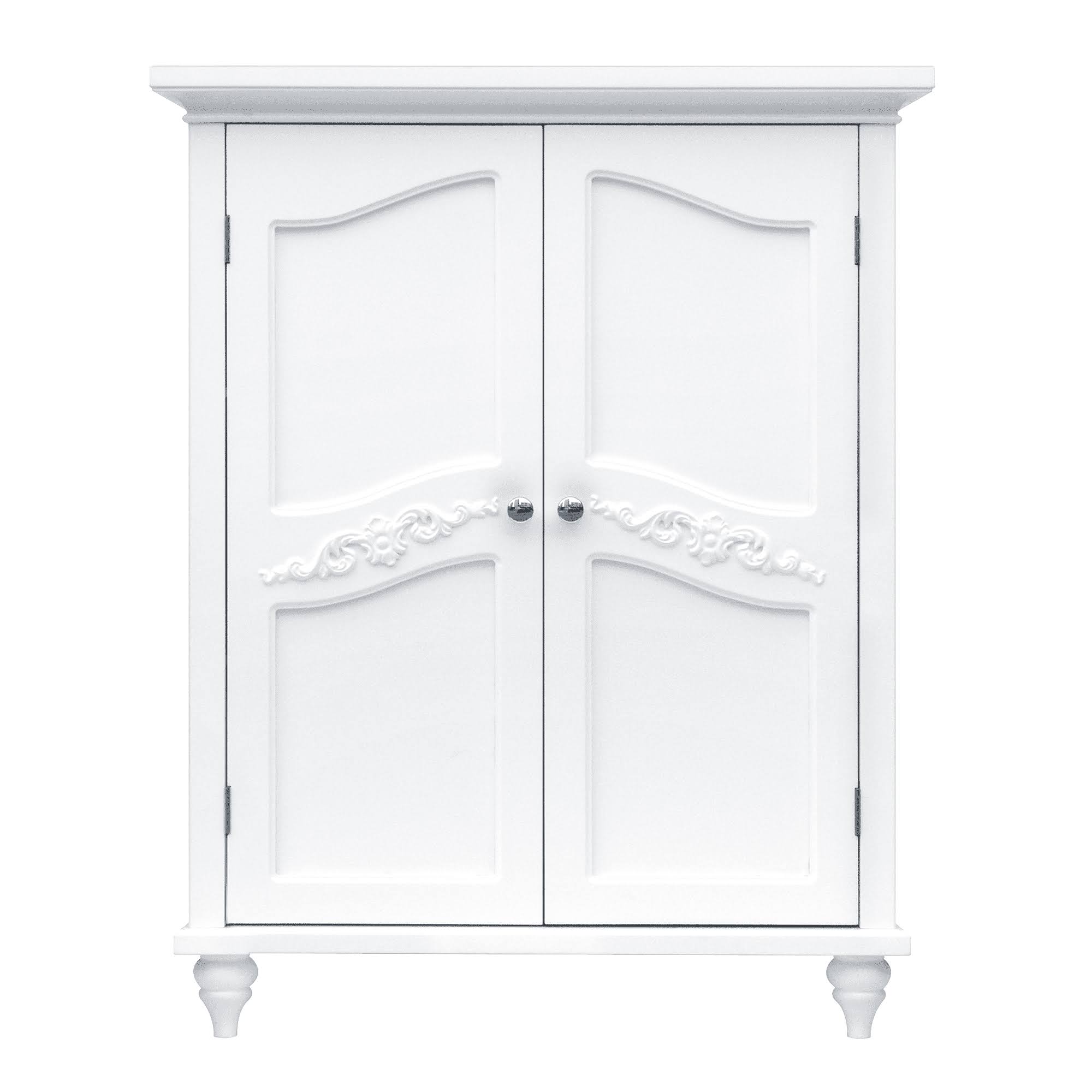 Versailles Wooden Floor Cabinet with 2 Shelves, White