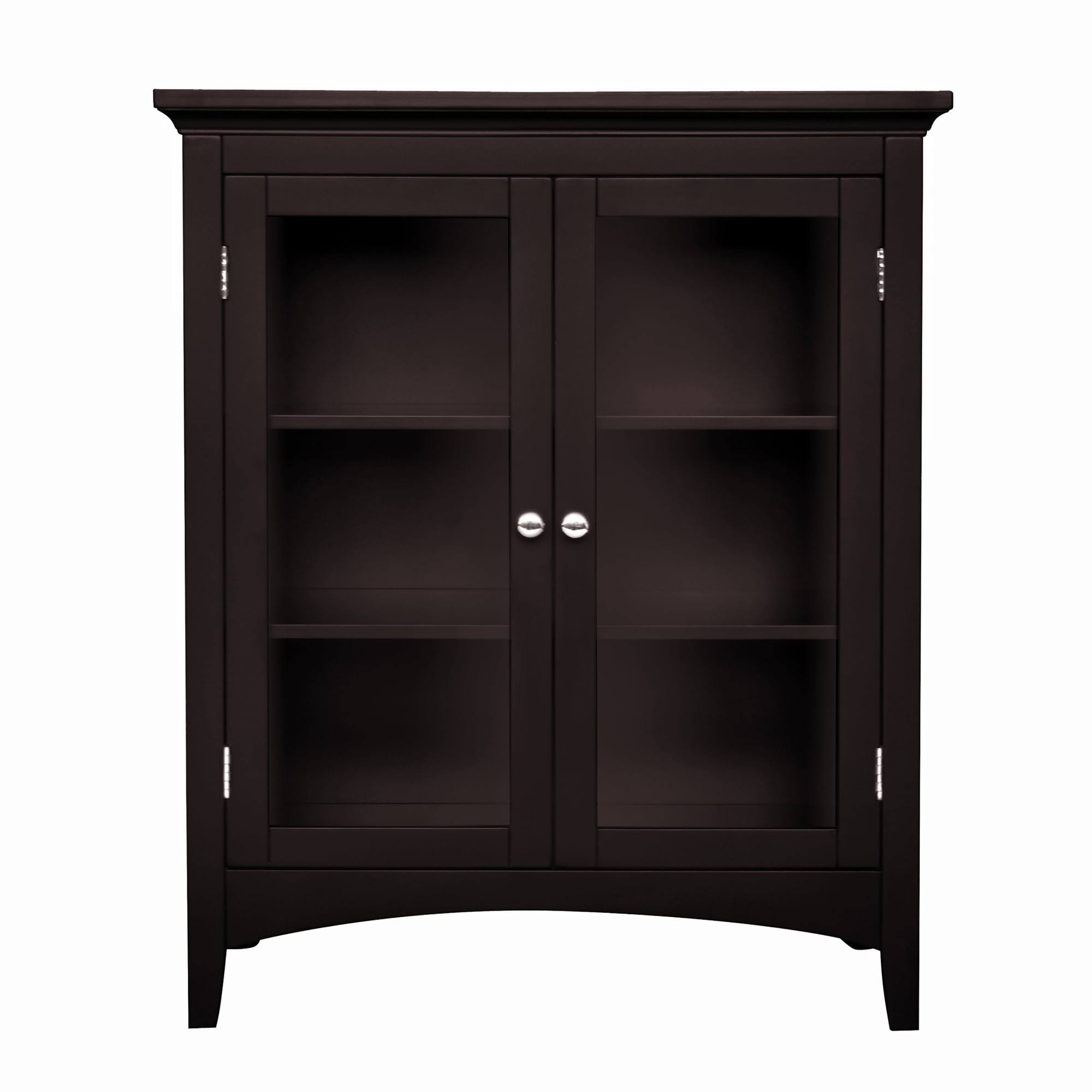 Madison Wooden Storage Floor Cabinet with 2 Glass Doors, Espresso