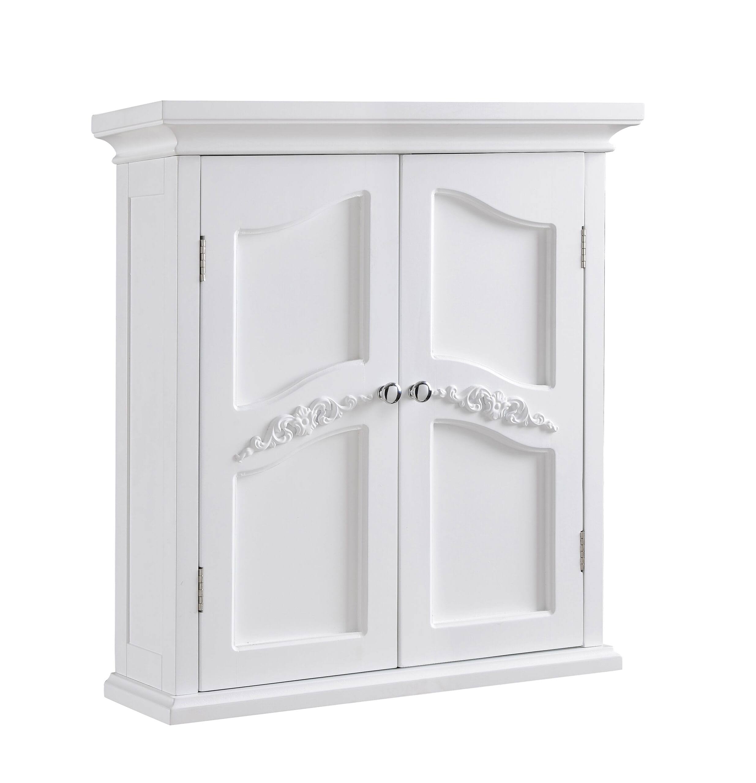 Versailles Wooden Wall Cabinet with 2 Shelves, White