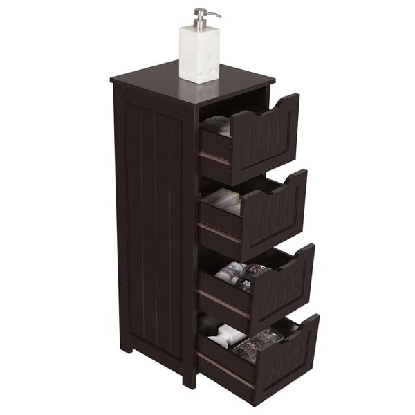 WoodenStorageCabinet Organizer with 4 Drawers for Bathroom, Espresso