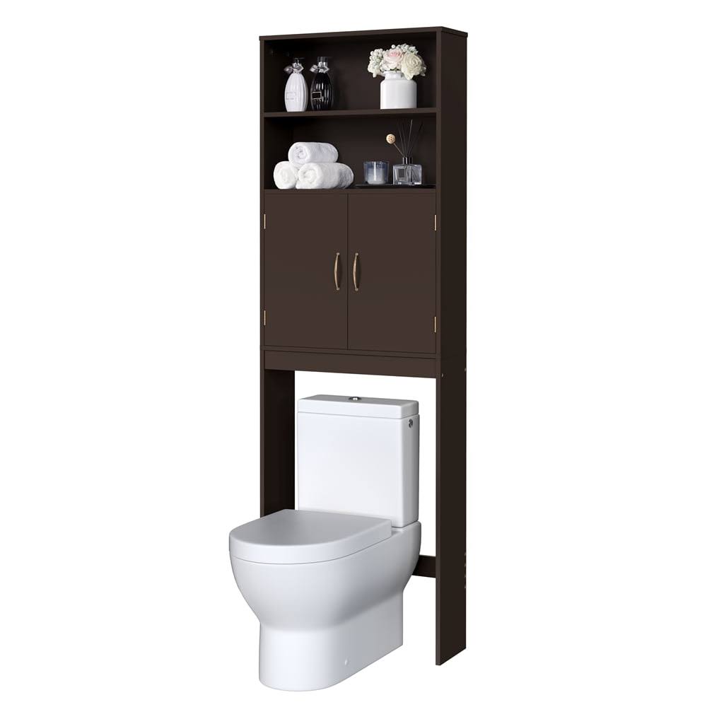 Over Toilet Storage Cabinet 2 Shelves for Bathroom, Espresso, 25’’L*8’’W*77’’H