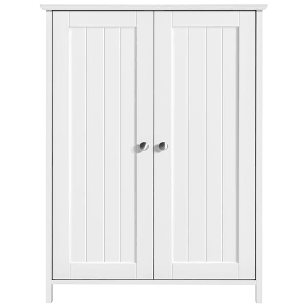 Contemporary Storage Cabinet with 2 Doors and 2 Adjustable Shelves, White