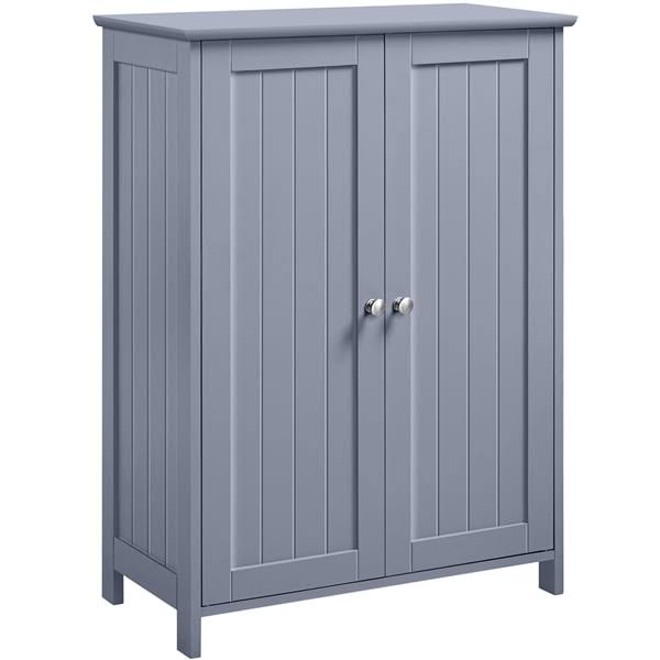 Contemporary Storage Cabinet with 2 Doors and 2 Adjustable Shelves, Gray