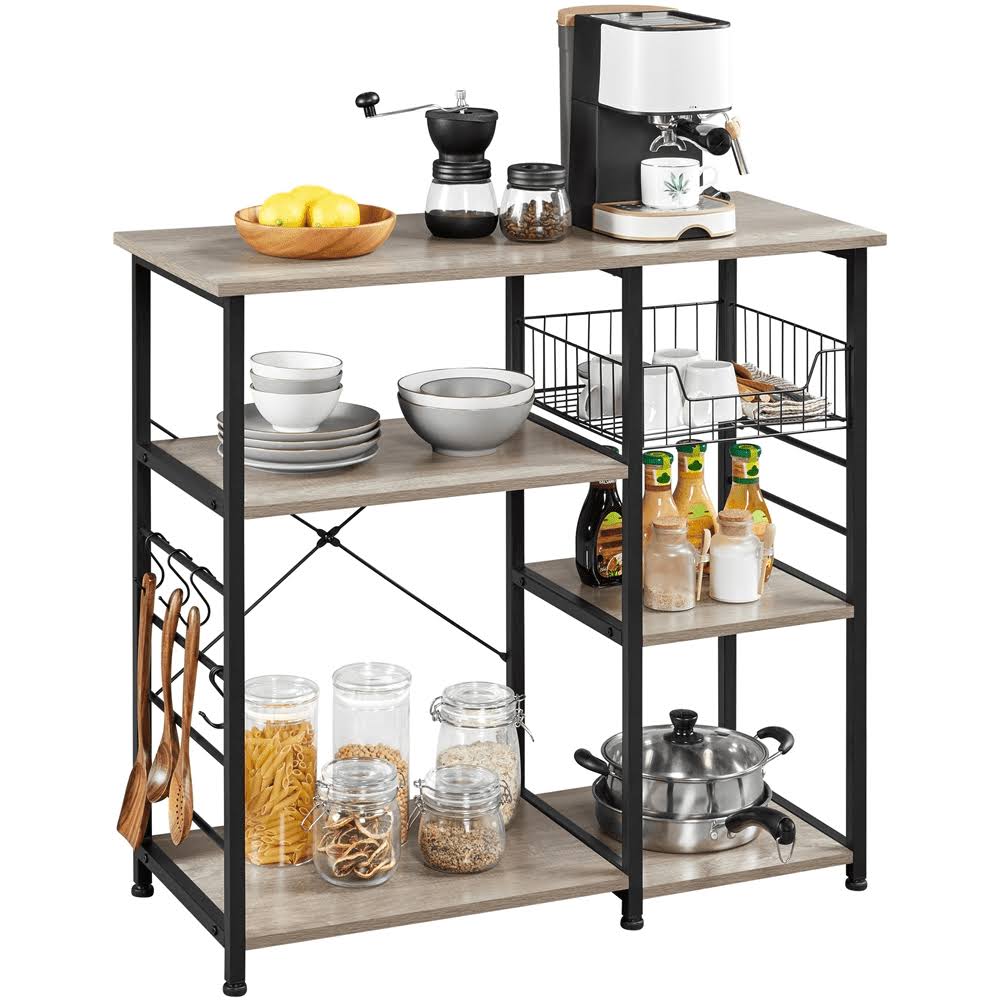Vintage Metal Frame Kitchen Baker s Rack,Gray