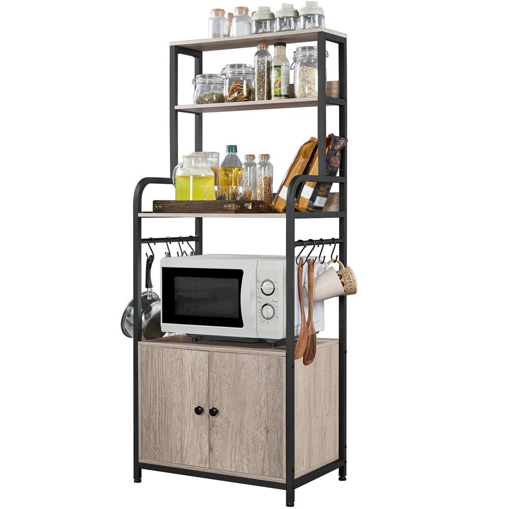 Kitchen Baker s Rack Utility Storage Shelf Unit Microwave Stand, Gray