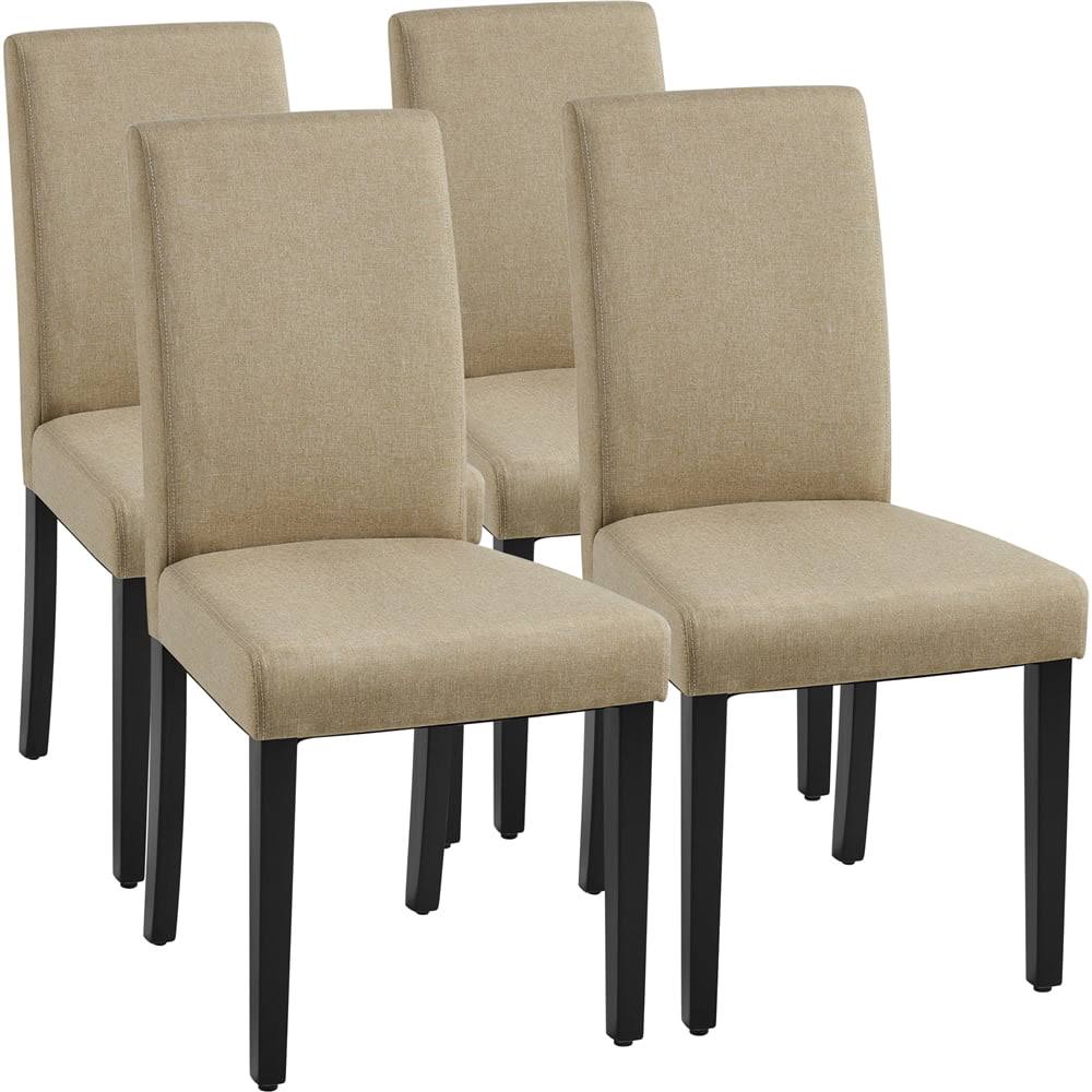 4pcs Fabric Upholstered Parson Dining Chairs for Home, Khaki
