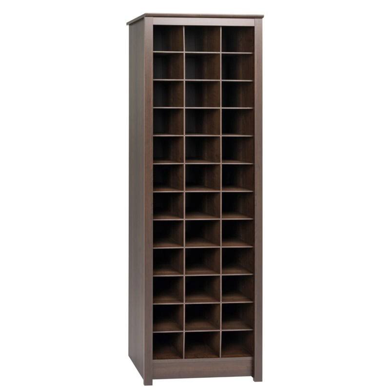 Space-Saving 36 Pair Shoe Storage Cabinet With Cubbies, Espresso