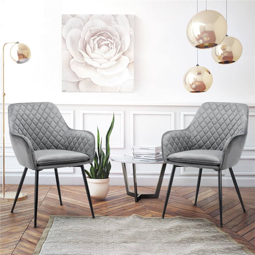 Modern Upholstered Velvet Dining Chairs, Gray