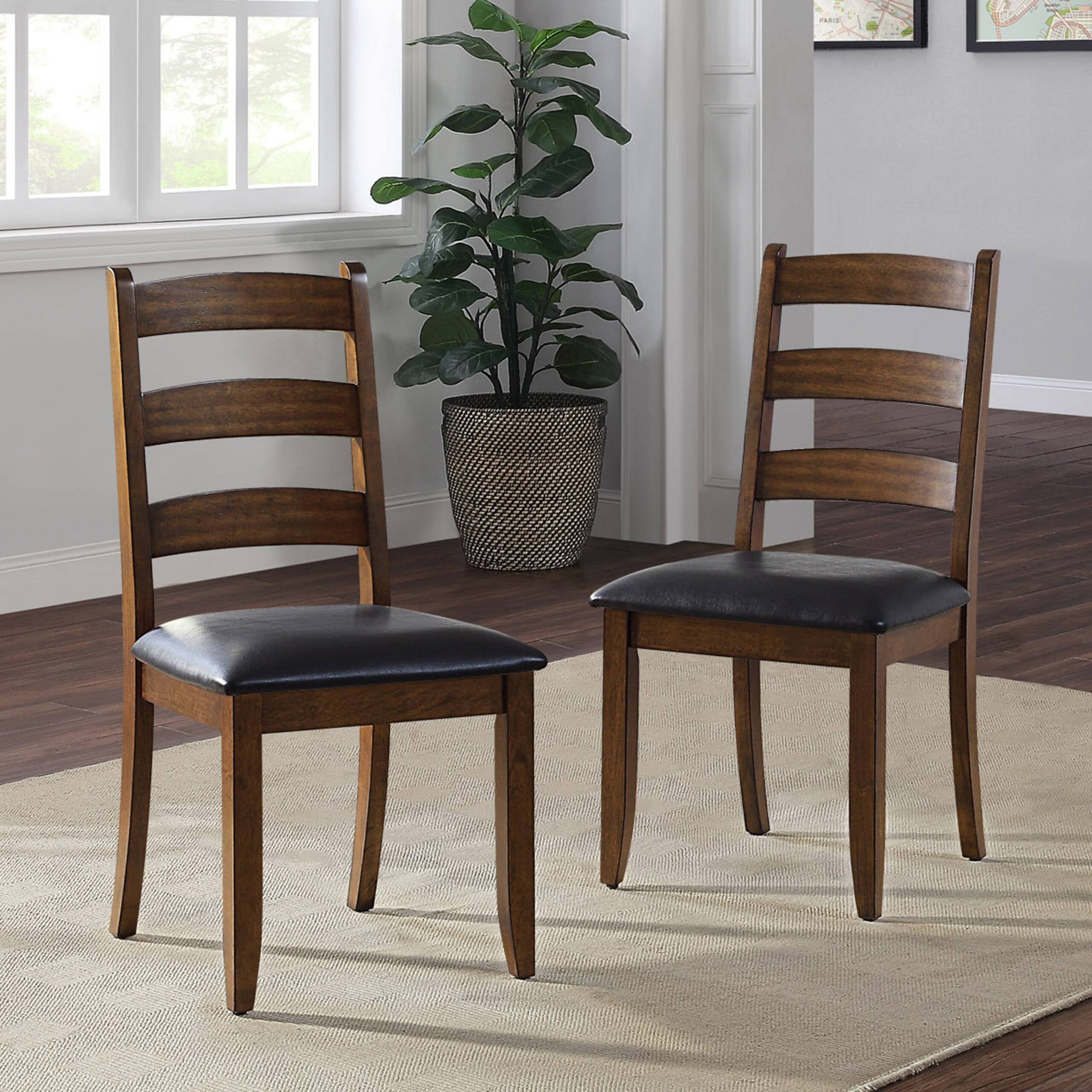 Gardens Granary Modern Farmhouse Ladderback Dining Chairs, Set of 2, Aged Brown Ash