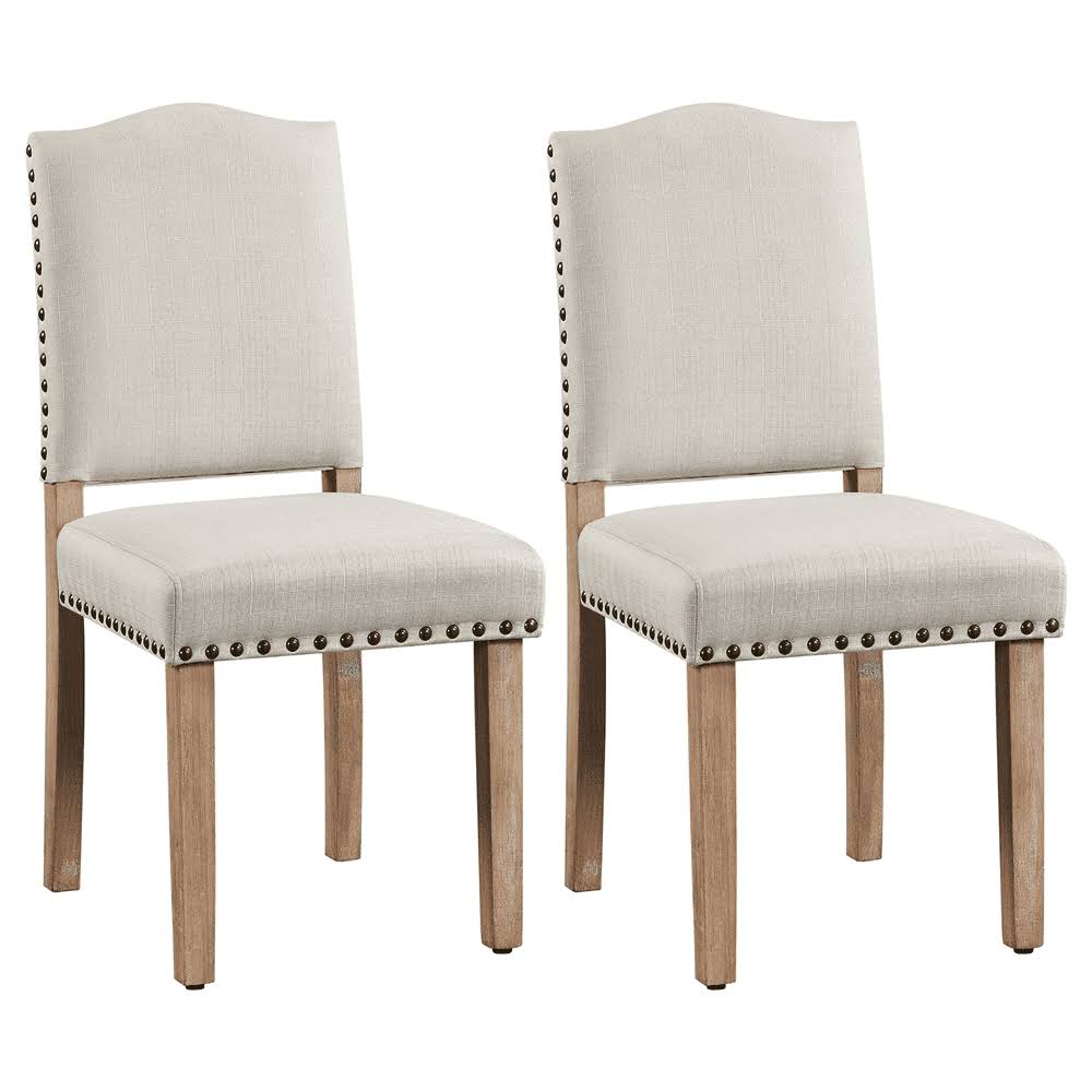 2PCS Upholstered Parsons Dining Chairs for Kitchen，Beige