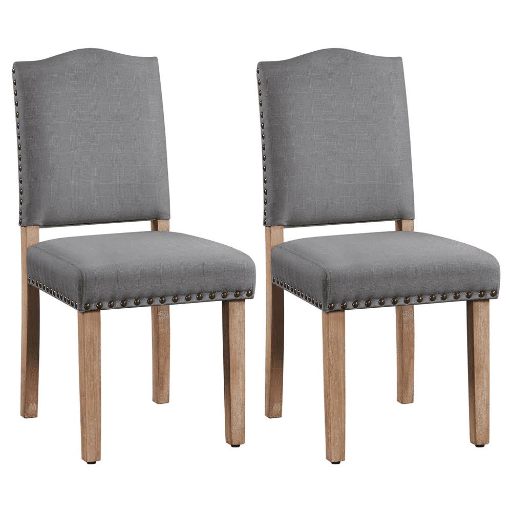 2PCS Upholstered Parsons Dining Chairs for Kitchen，Dark Gray