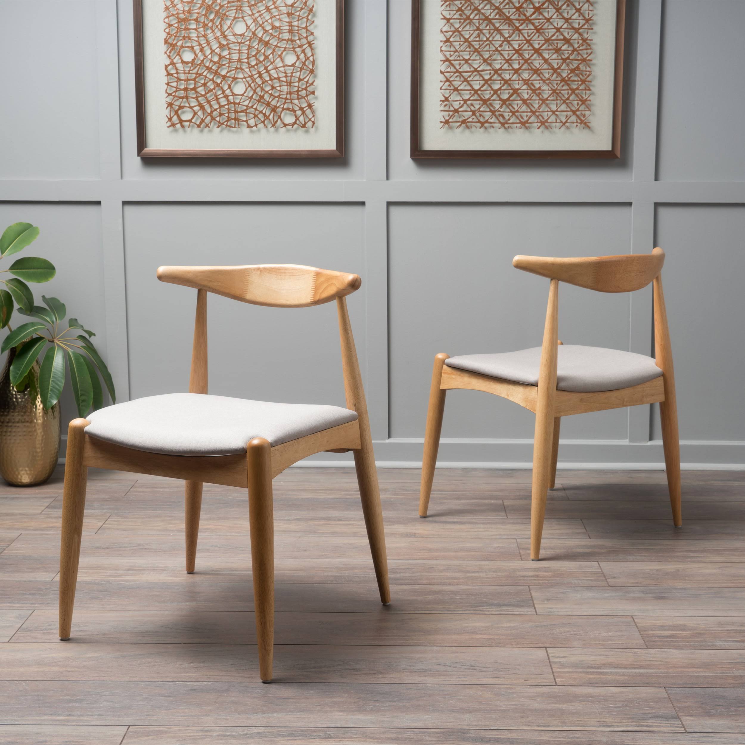 Eliza Indoor Mid-Century Modern Fabric Dining Chairs, Set of 2, Beige