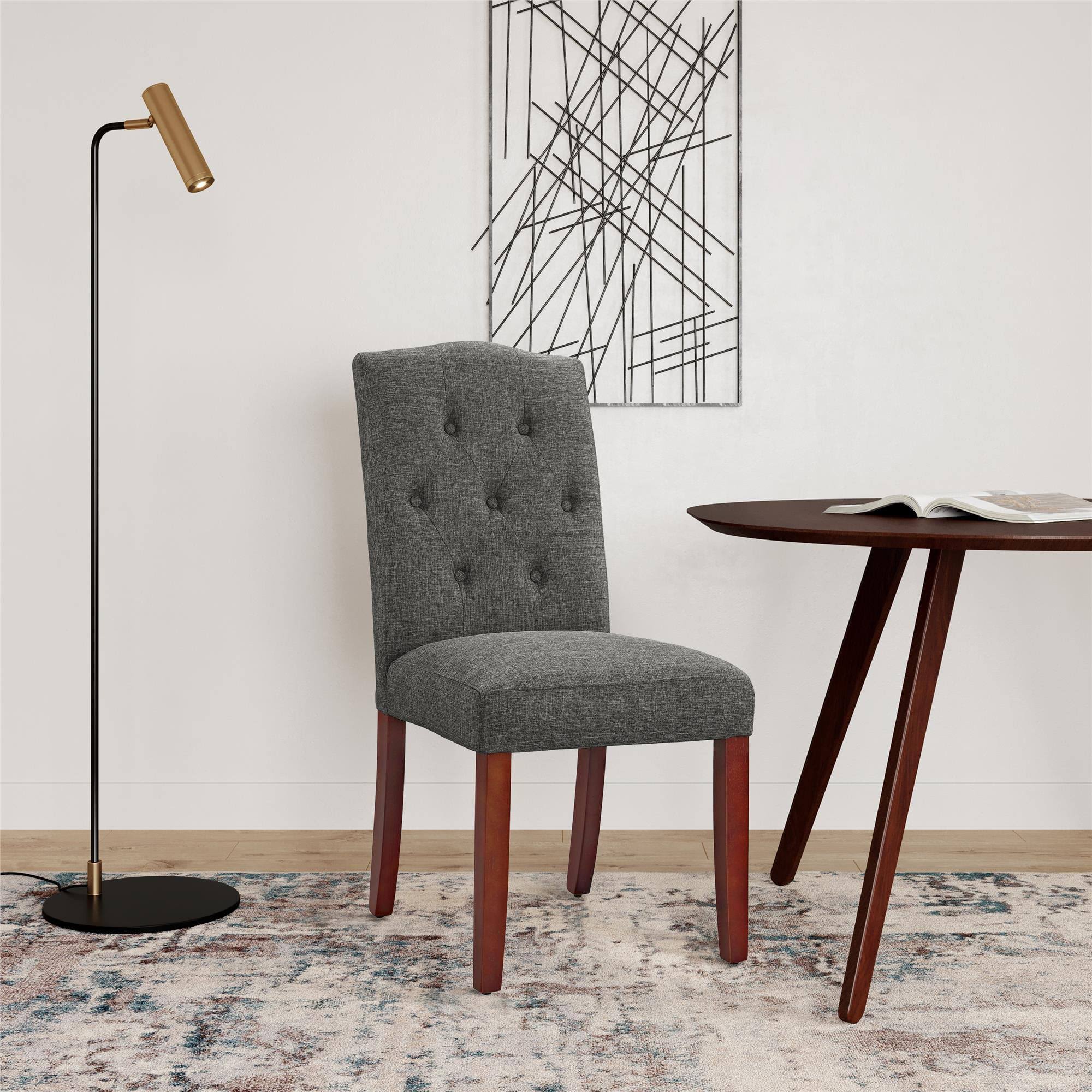 and Gardens Parsons Upholstered Tufted Dining Chair, Gray