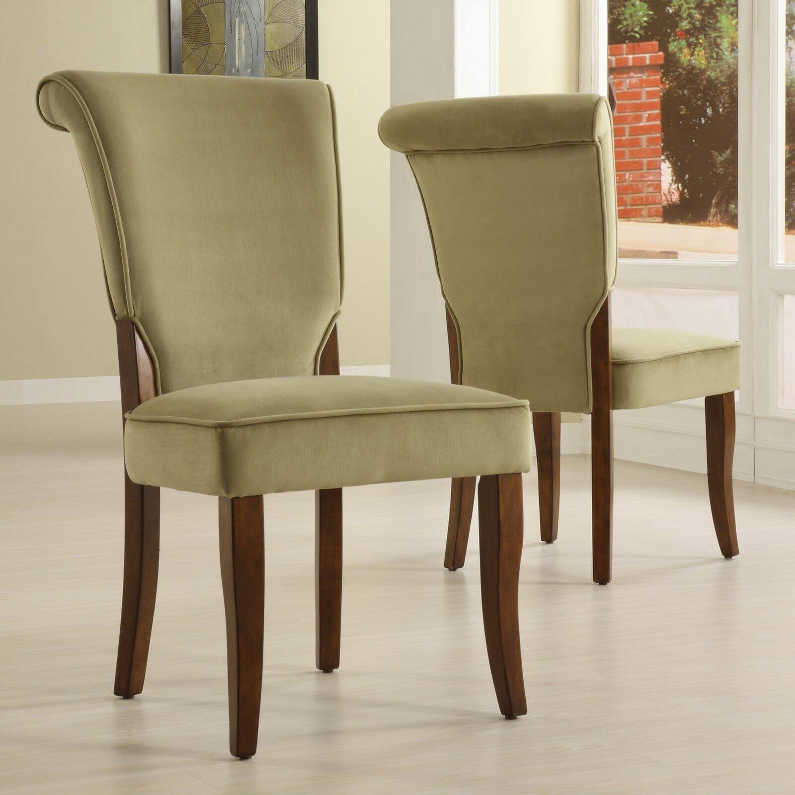 Alamosa Velvet Parson Chairs   Set of 2, Olive