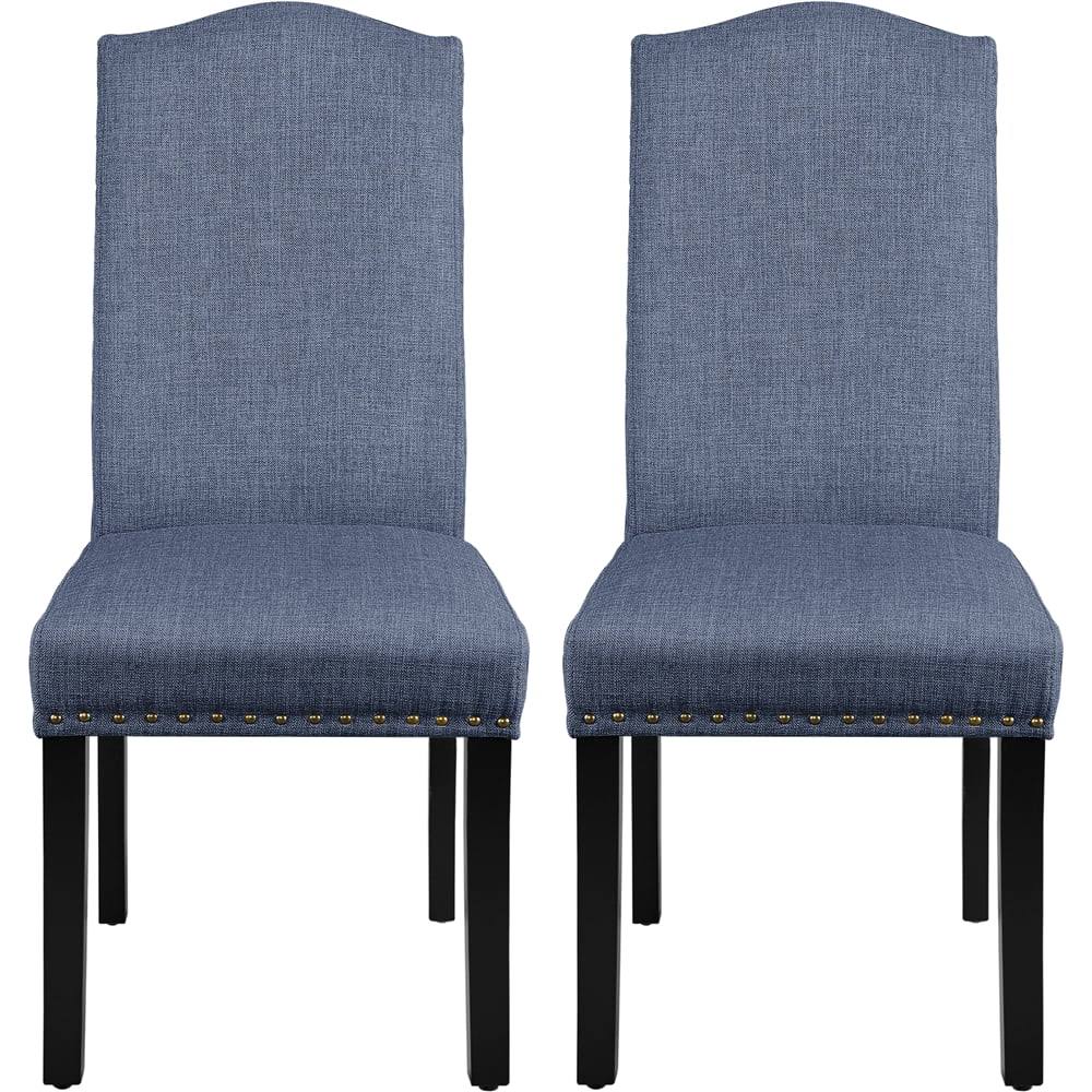 Fabric Upholstered Dining Chair HighBack, Set of 2, Blue