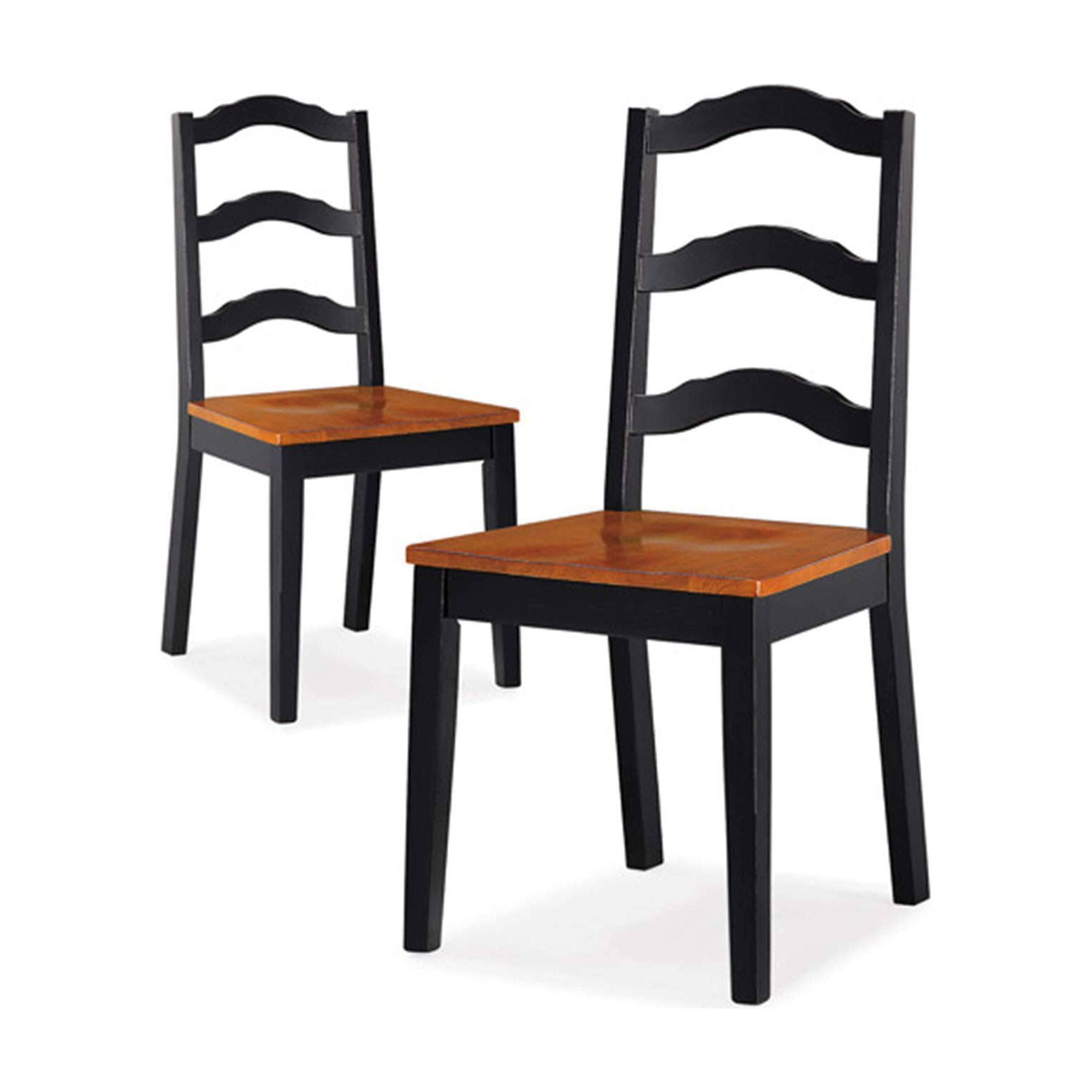 and Gardens Autumn Lane Ladder Back Dining Chairs, Set of 2, Black and Oak