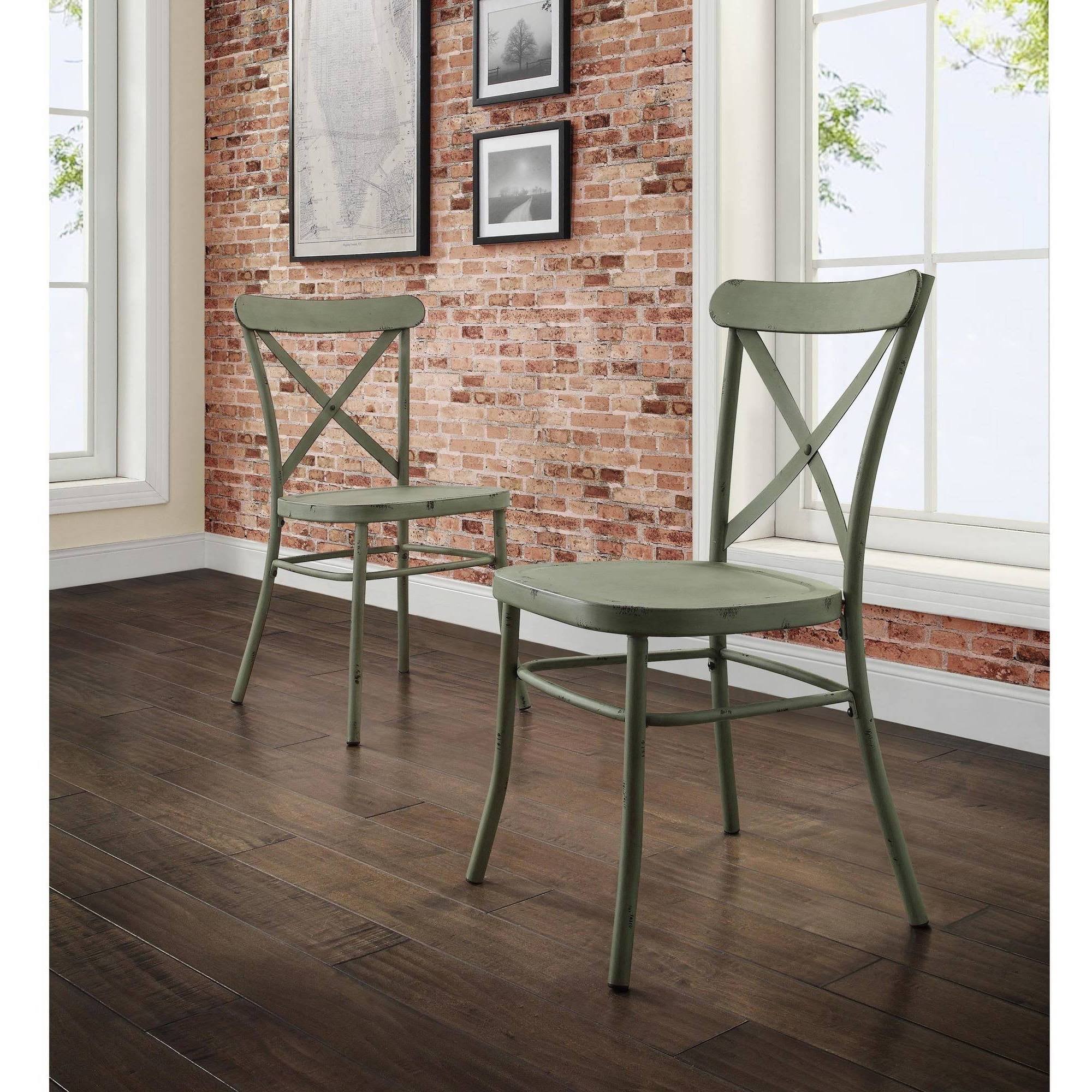 and Gardens Collin Distressed Dining Chair, Set of 2, Green