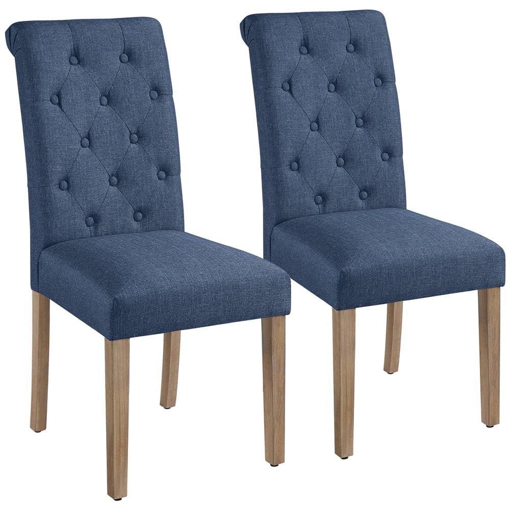2pcs Upholstered Parson Dining Chair High Back, Blue