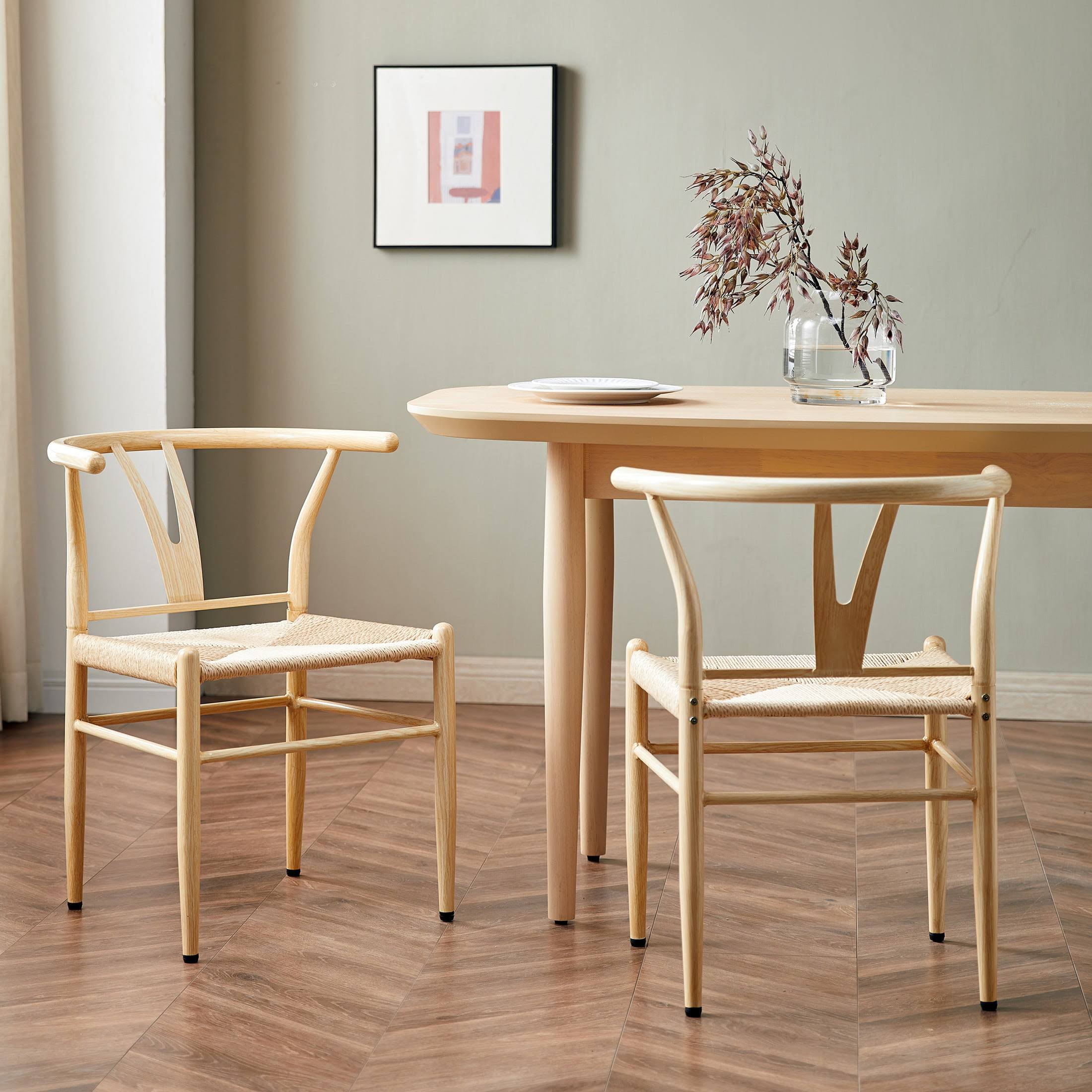 Gardens Springwood Wishbone Chair 2 Pack,  Metal Base with Light Natural Color Finish