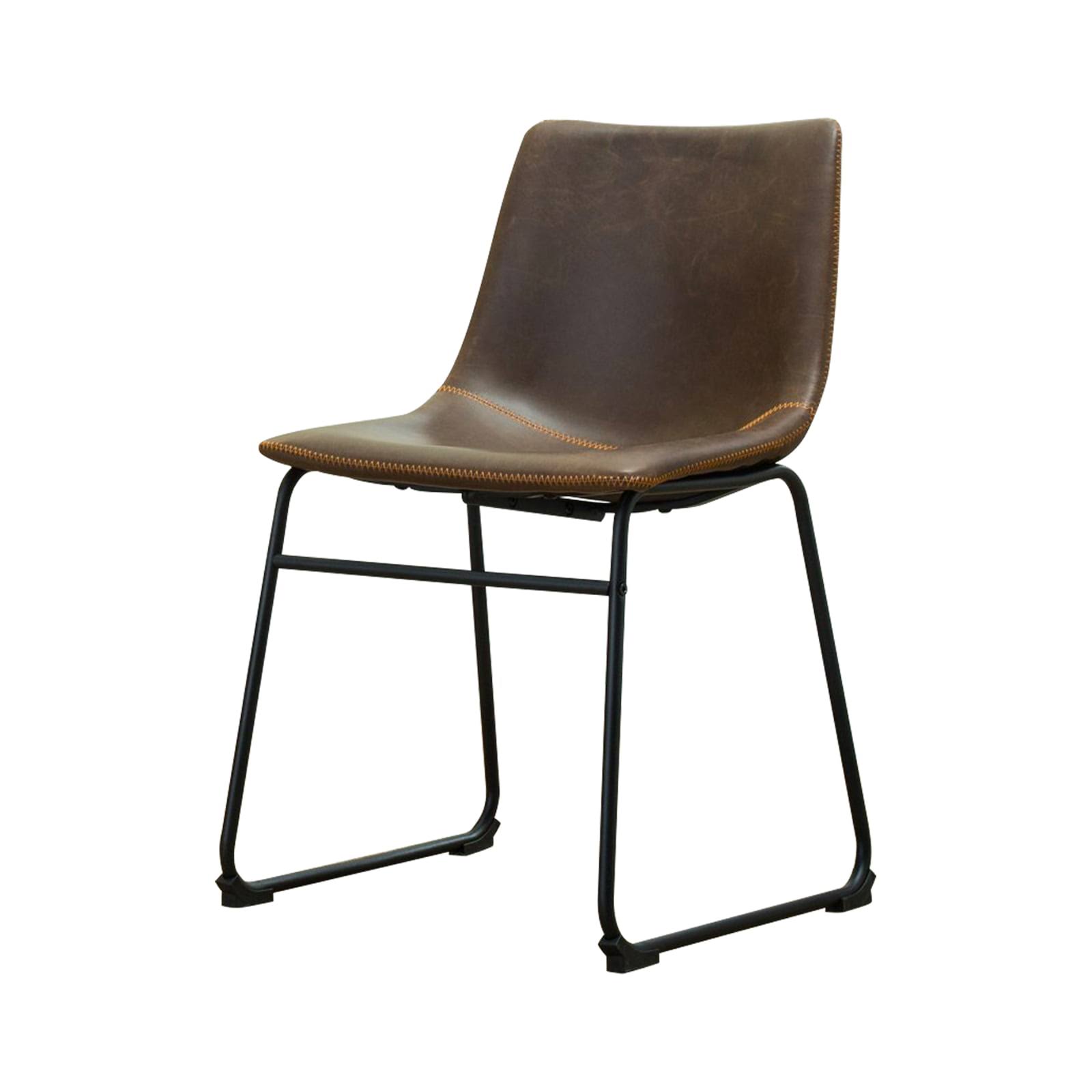 Lotusville Vintage Faux Leather Dining Chair, Brown   Set of 2
