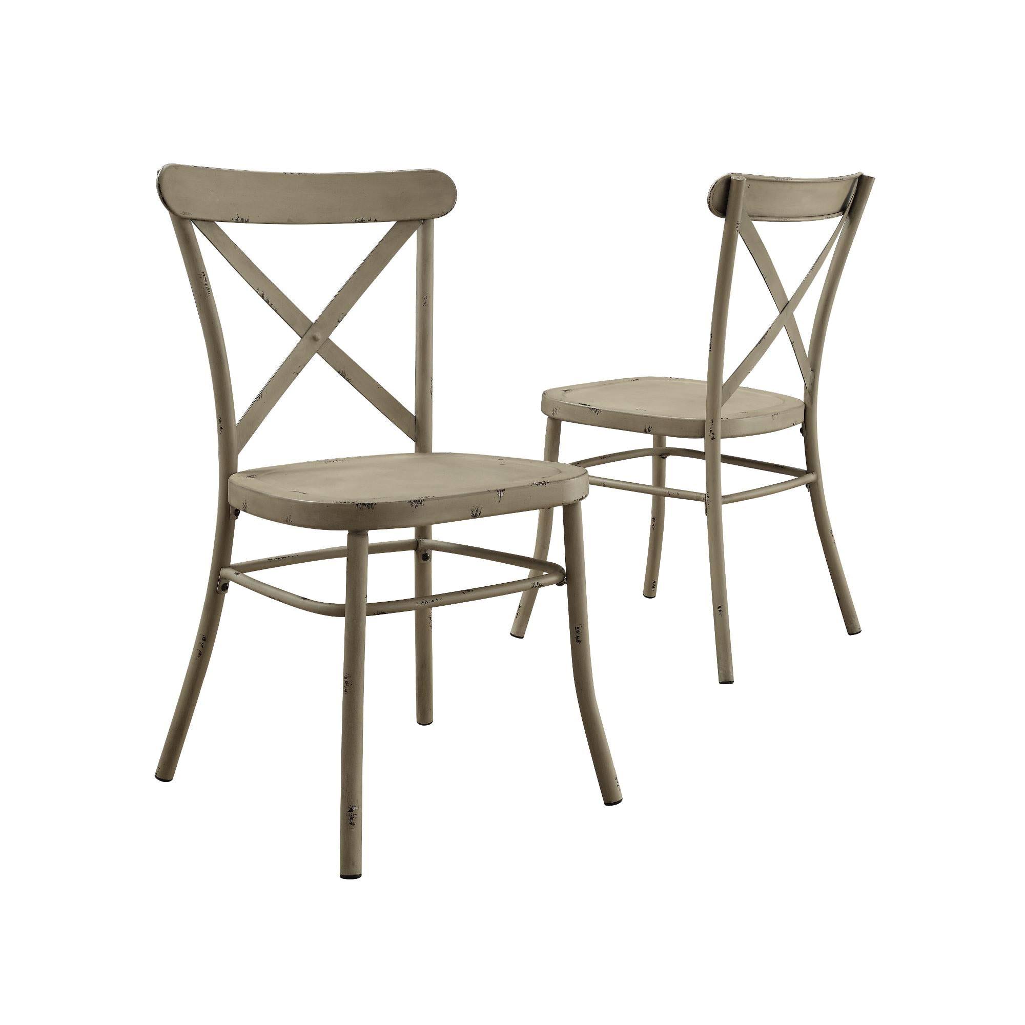 and Gardens Collin Distressed White Dining Chair, Set of 2, Light Brown