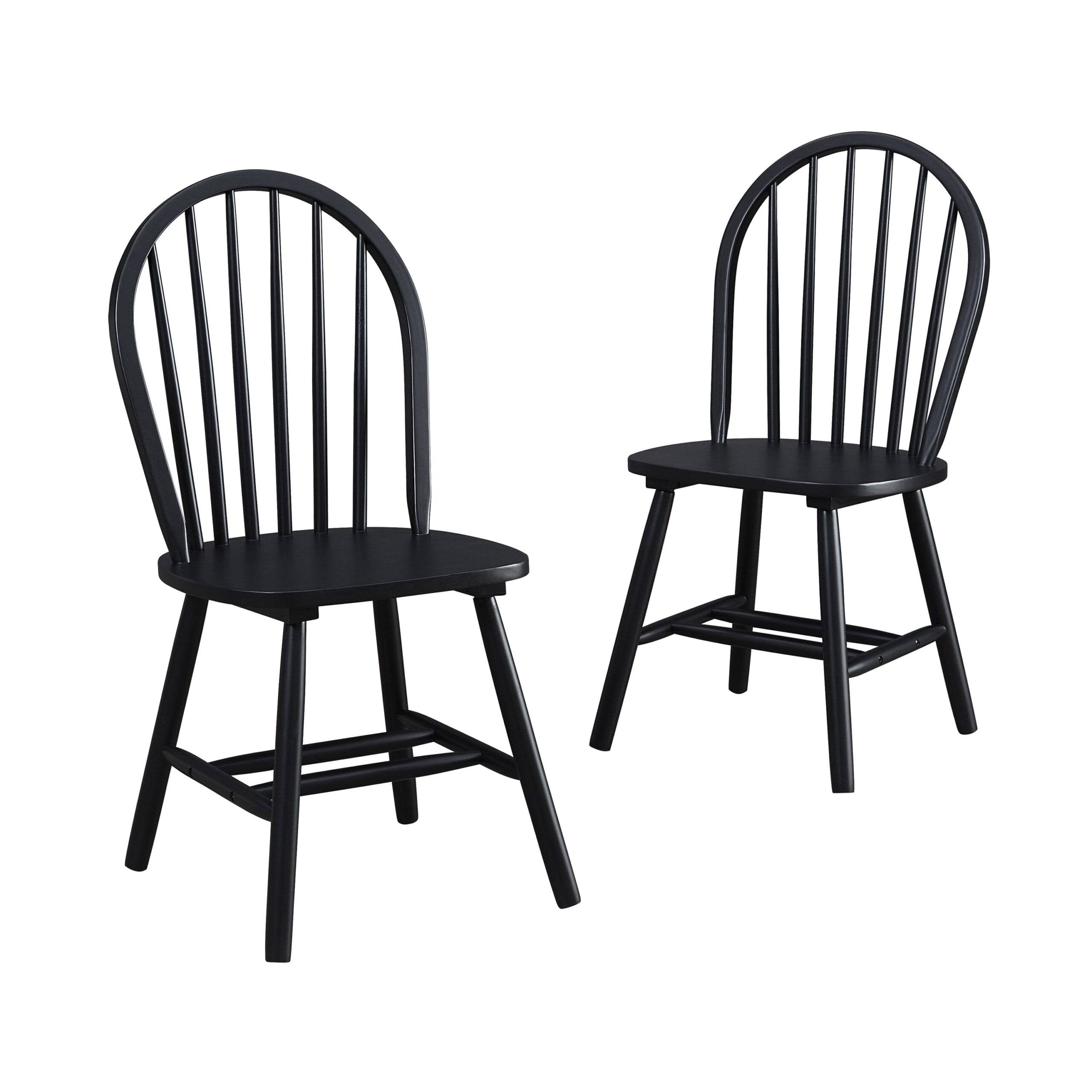 and Gardens Autumn Lane Windsor Solid Wood Dining Chairs, Set of 2, Black Finish