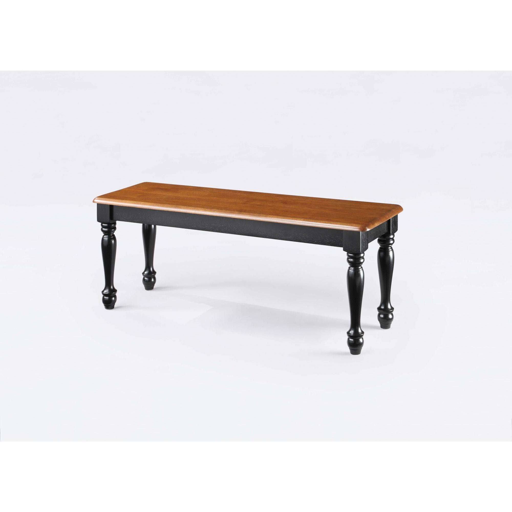 Gardens Autumn Lane Farmhouse Solid Wood Dining Bench, Black and Natural Finish