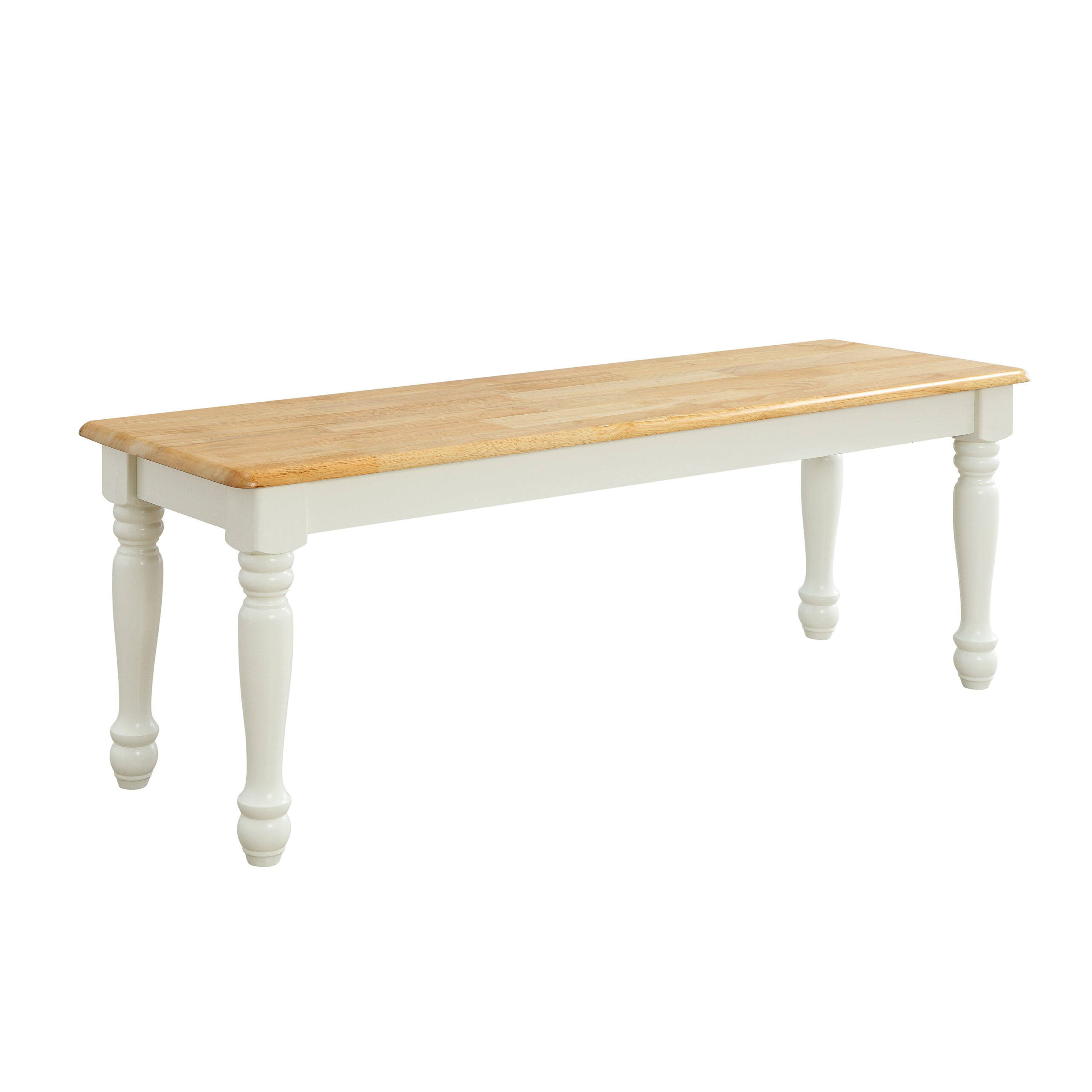 Gardens Autumn Lane Farmhouse Solid Wood Dining Bench, White and Natural Finish