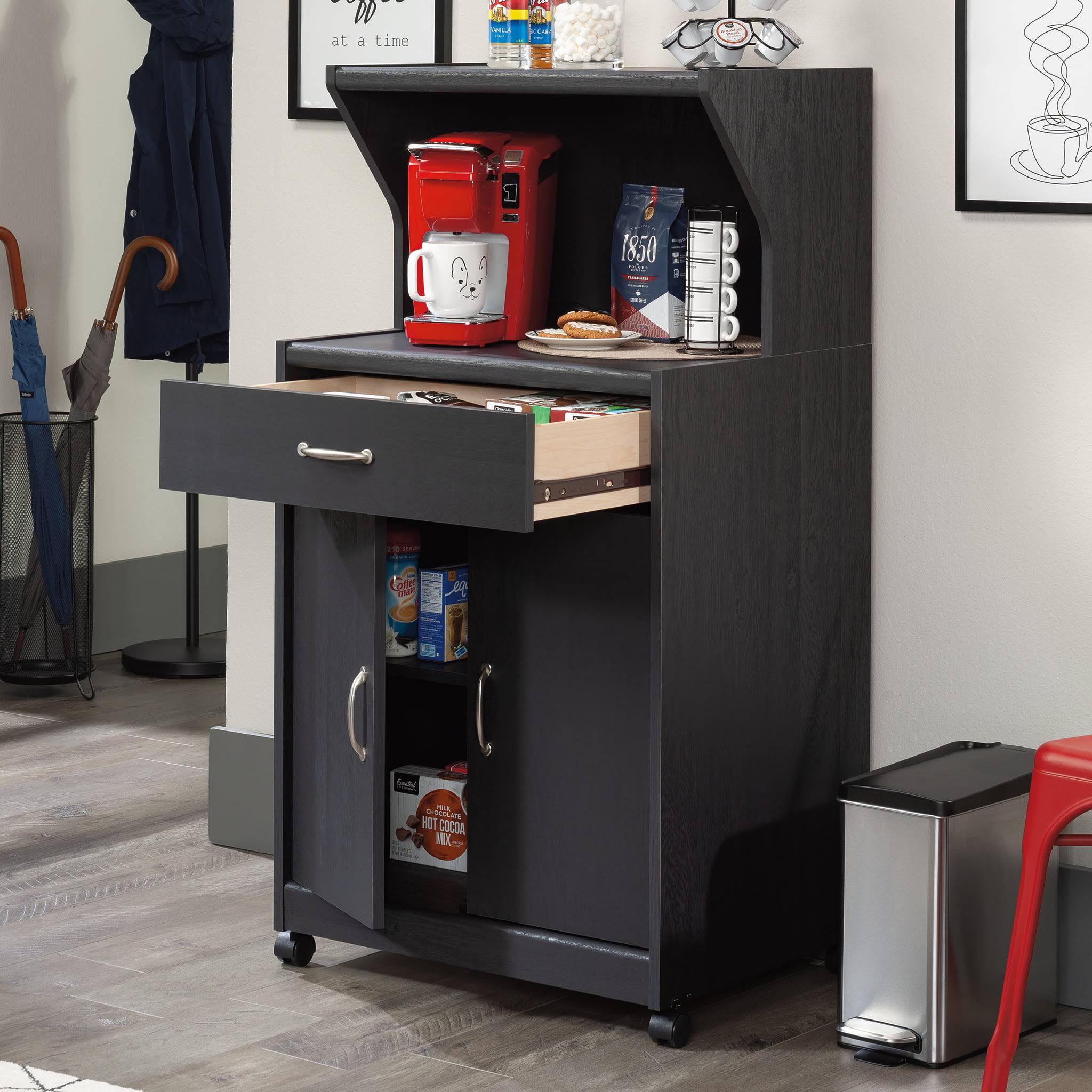 Kitchen Cart for Microwave, Raven Oak Finish