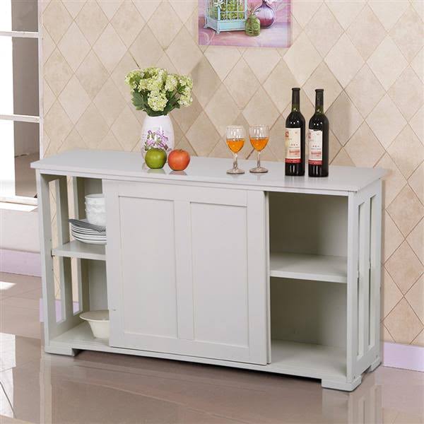 Kitchen Dining Room Storage Antique White Sliding Door Buffet Sideboard Stackable Cabinets Cupboard