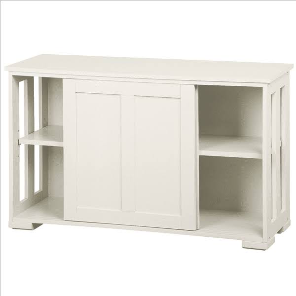 Wooden Buffet Storage Cabinet with Sliding Door and 2-Shelves, Antique White