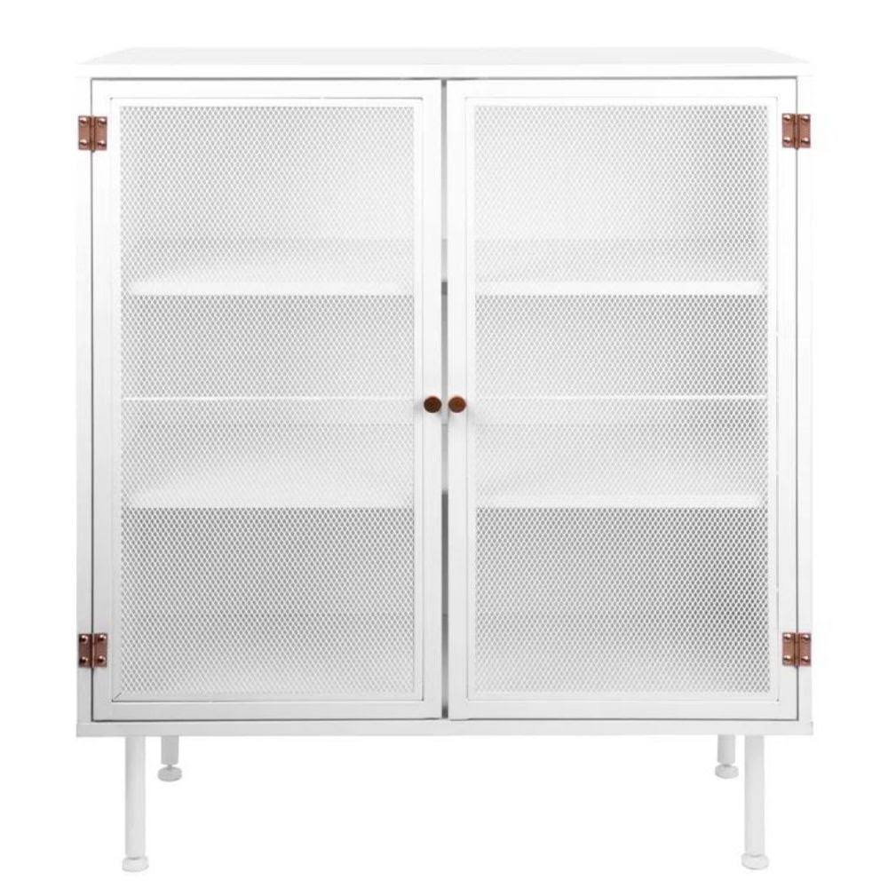 FRAPOW Sideboard Buffet Cabinet, Kitchen Storage Cabinet with Breathable Mesh Doors, Cupboard Console Table, Accent Cabinet, 31.4 x 13.7 x 37.4 inches, White