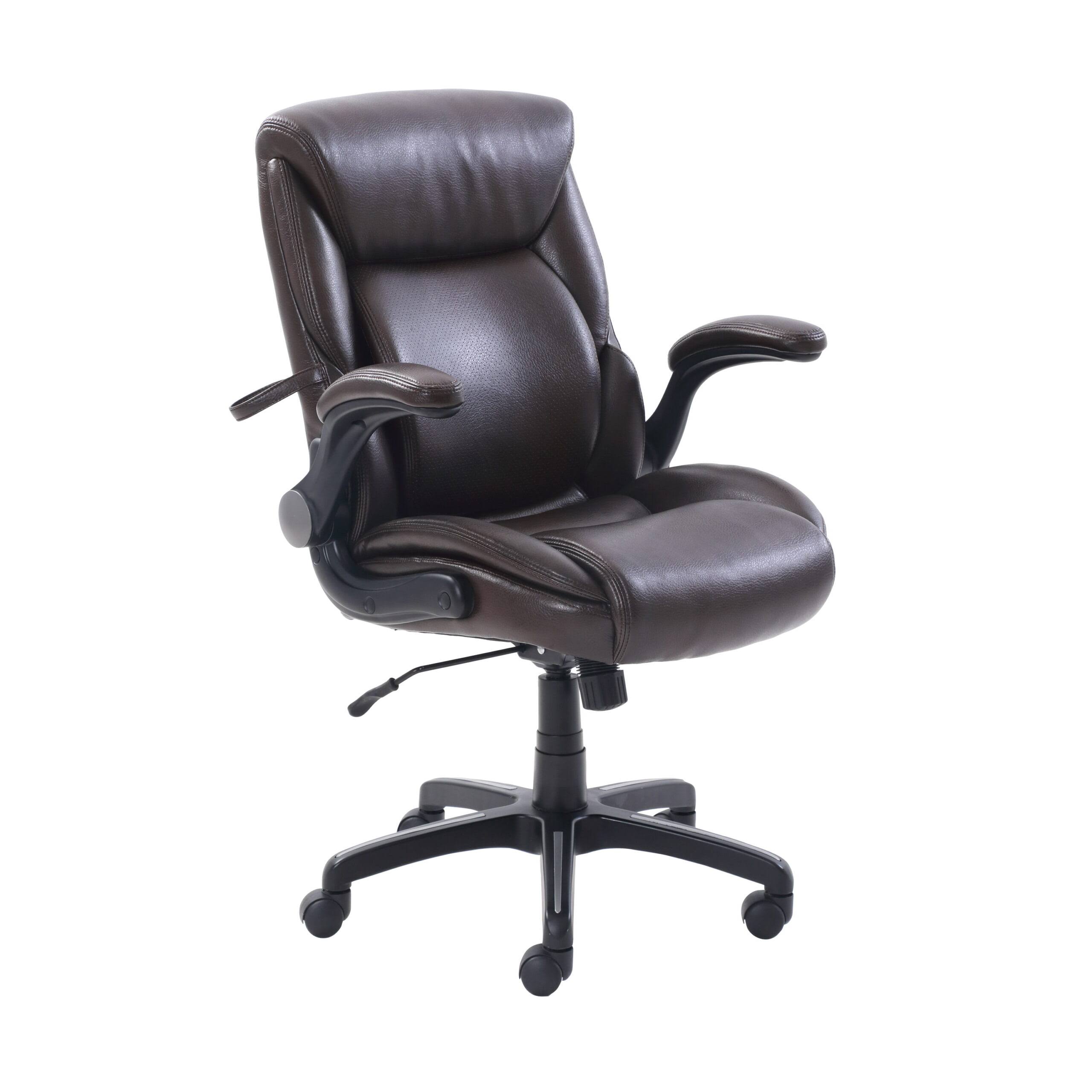 Air Lumbar Bonded Leather Manager Office Chair, Brown Faux Leather, Brown II