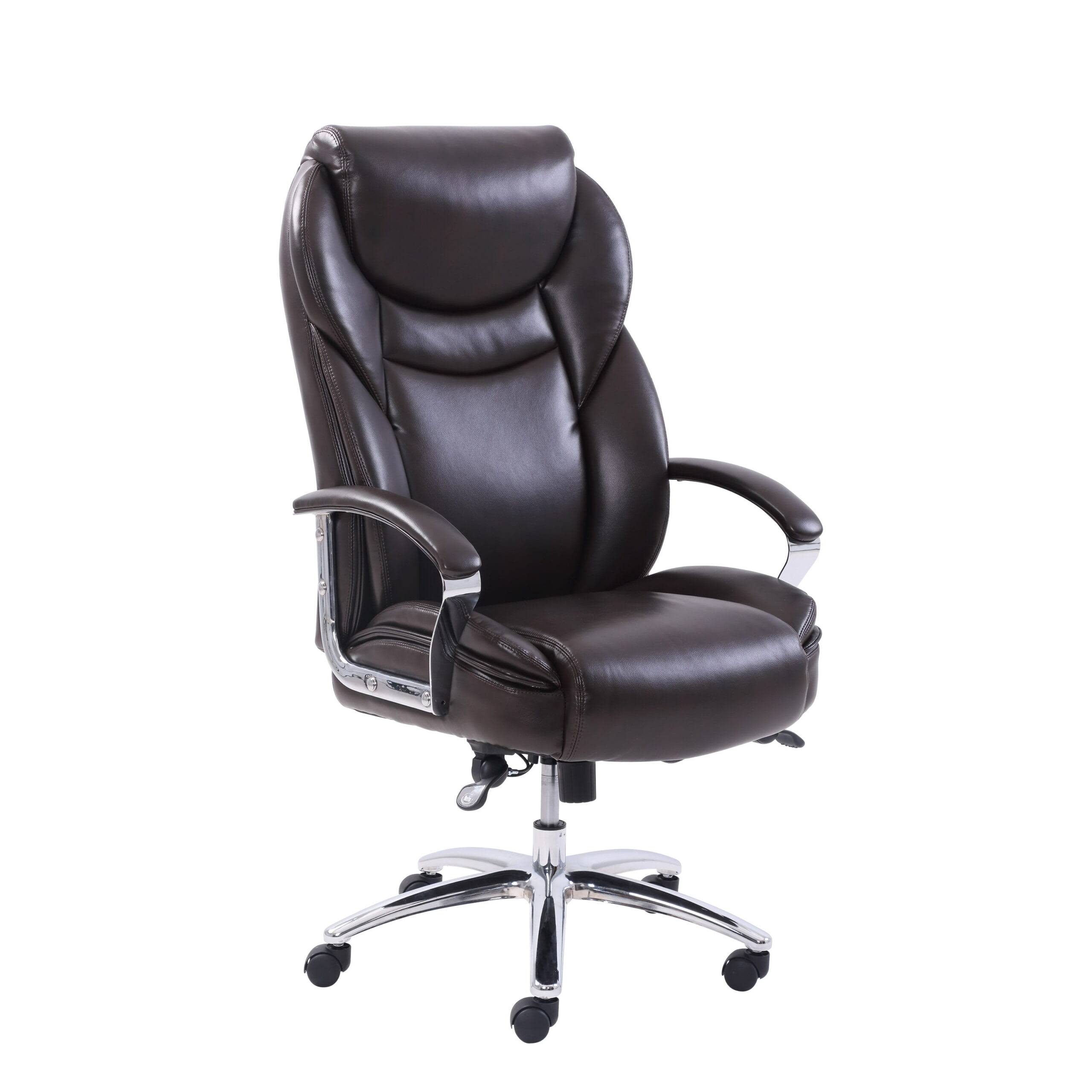 Big   Tall Office Chair, Bonded Leather, Brown