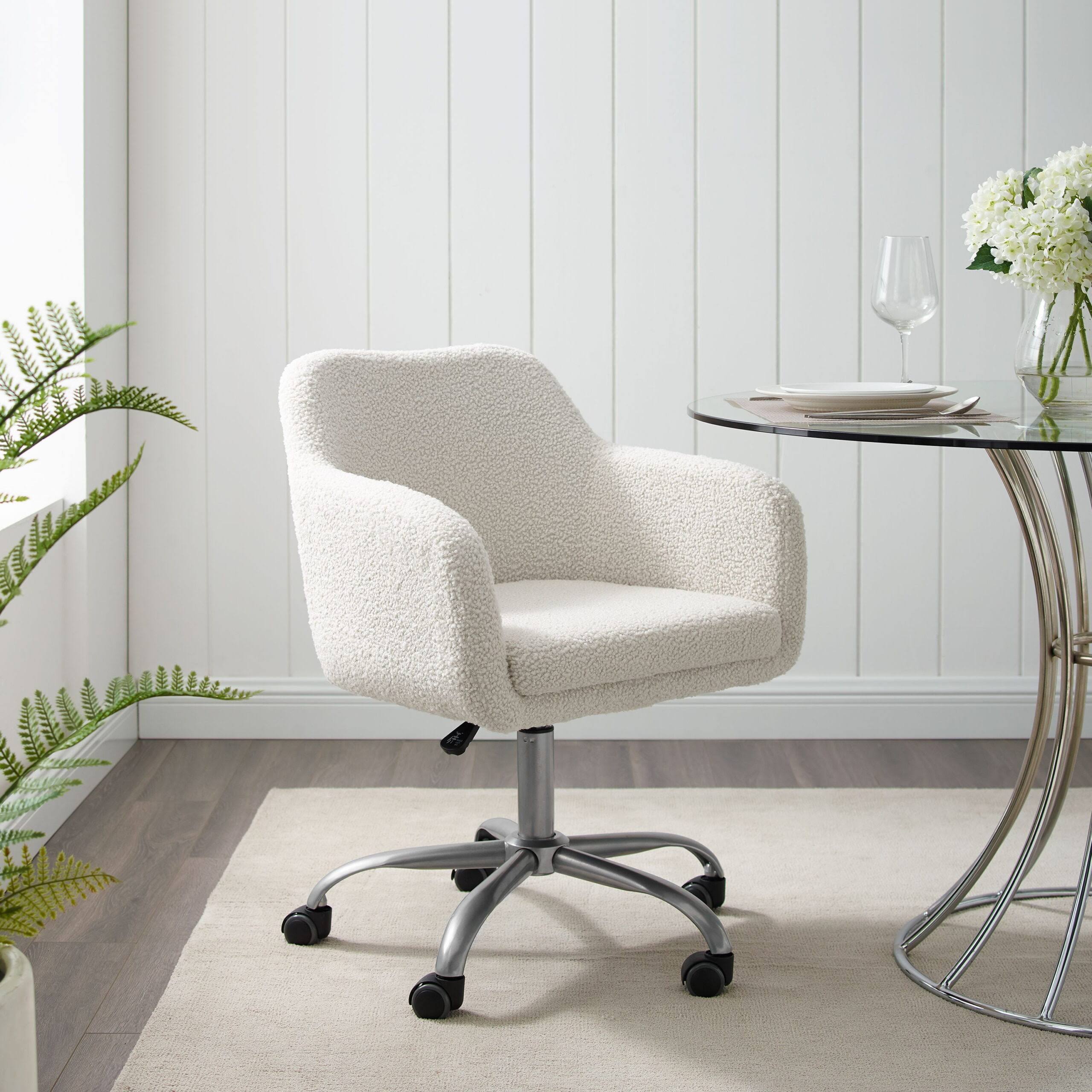 Rylen Mid-Back Swivel Office Chair, Sherpa