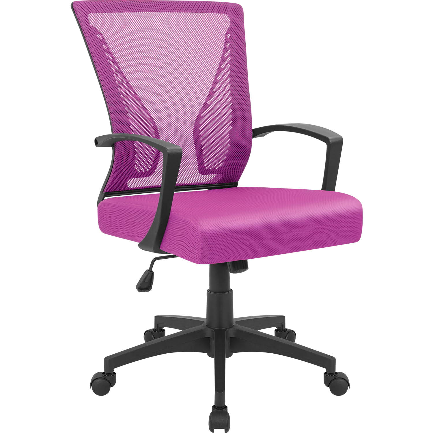 Mid-Back Office Desk Chair Ergonomic Mesh Task Chair with Lumbar Support, Pink