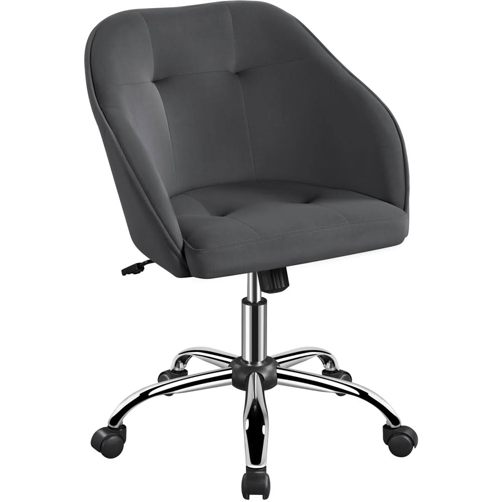 Modern Velvet Adjustable Swivel Office Chair, Gray