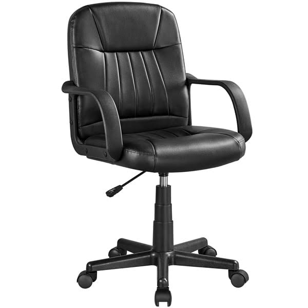 Adjustable Faux Leather Swivel Office Chair, Black
