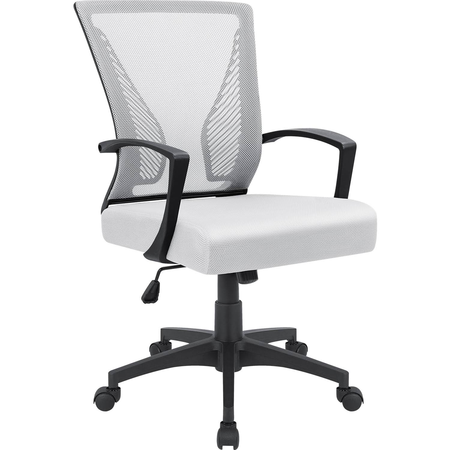 Mid-Back Office Desk Chair Ergonomic Mesh Task Chair with Lumbar Support, White