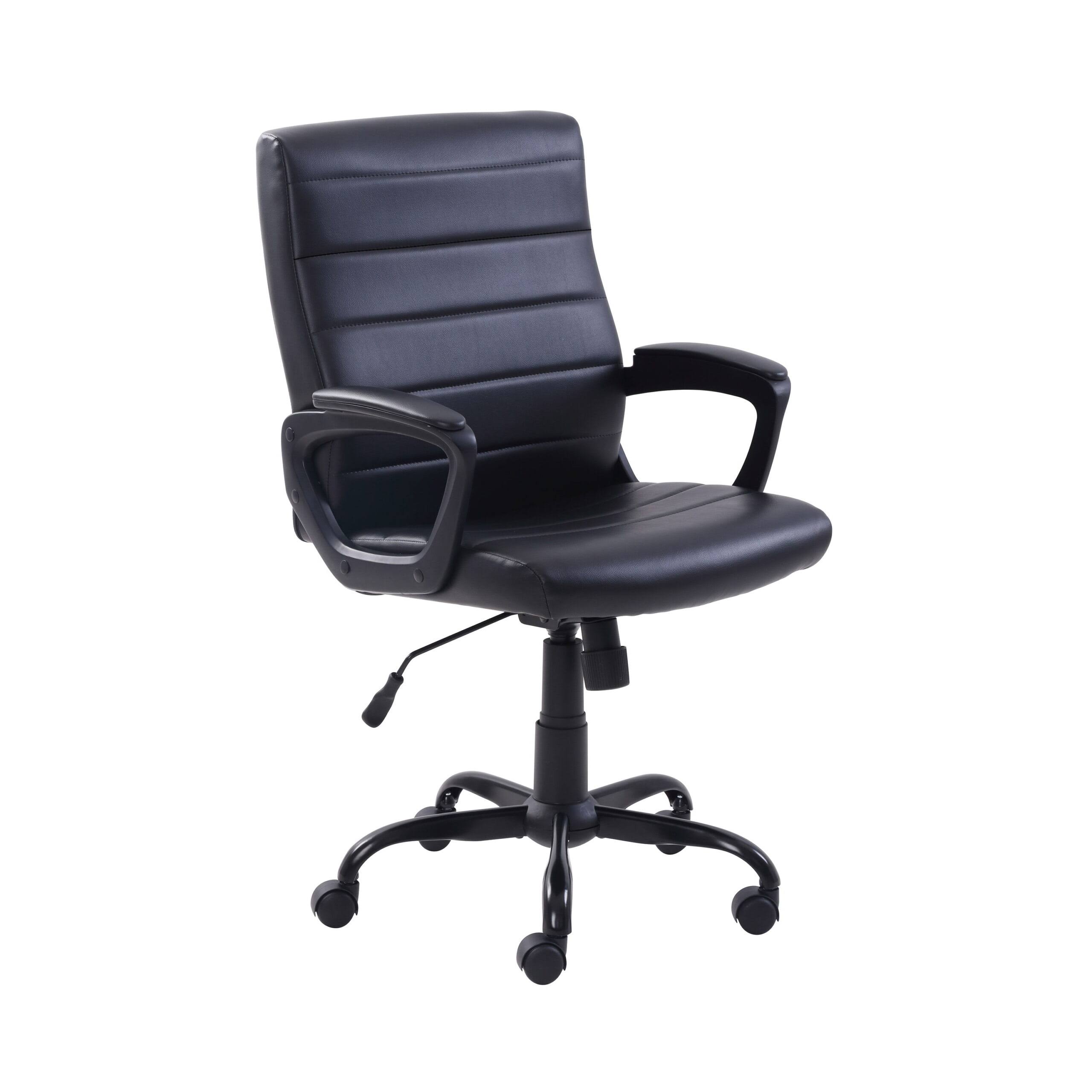 Bonded Leather Mid-Back Manager s Office Chair, Black