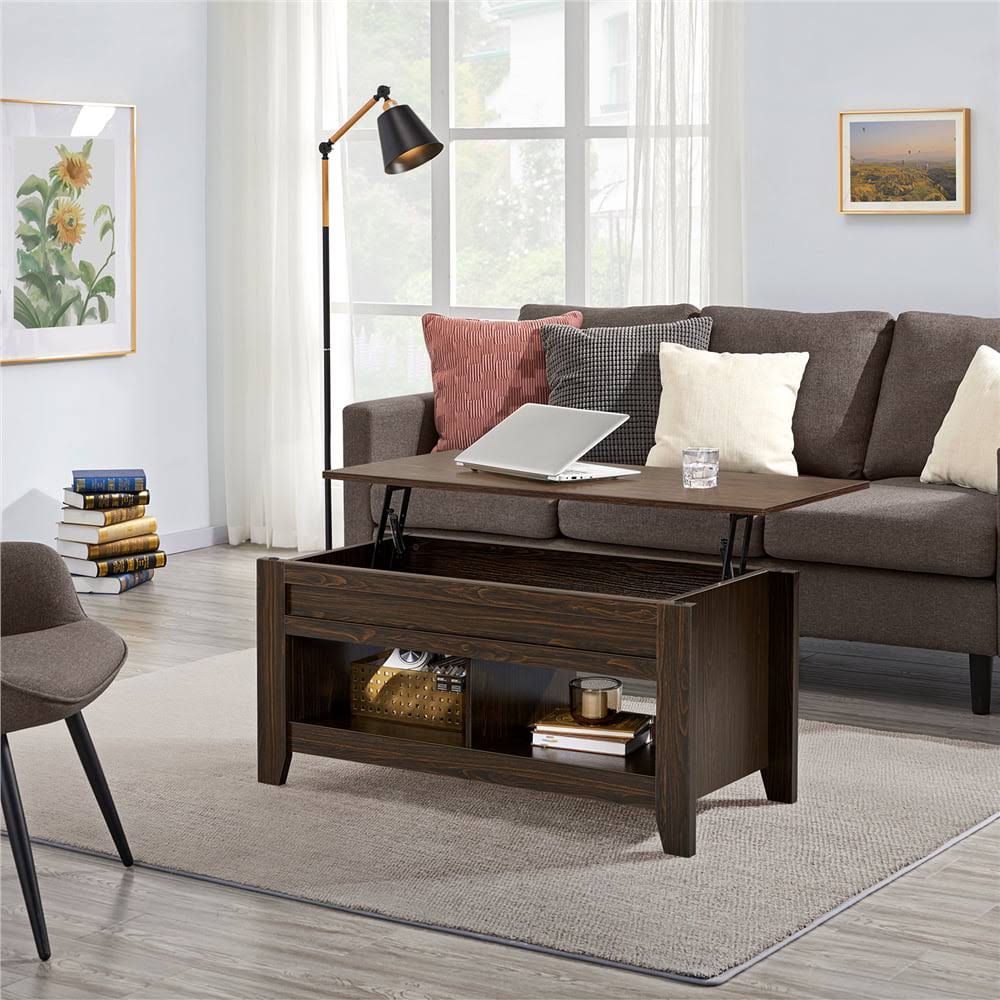 41  Lift Top Coffee Table with 2 Storage Compartments, Espresso