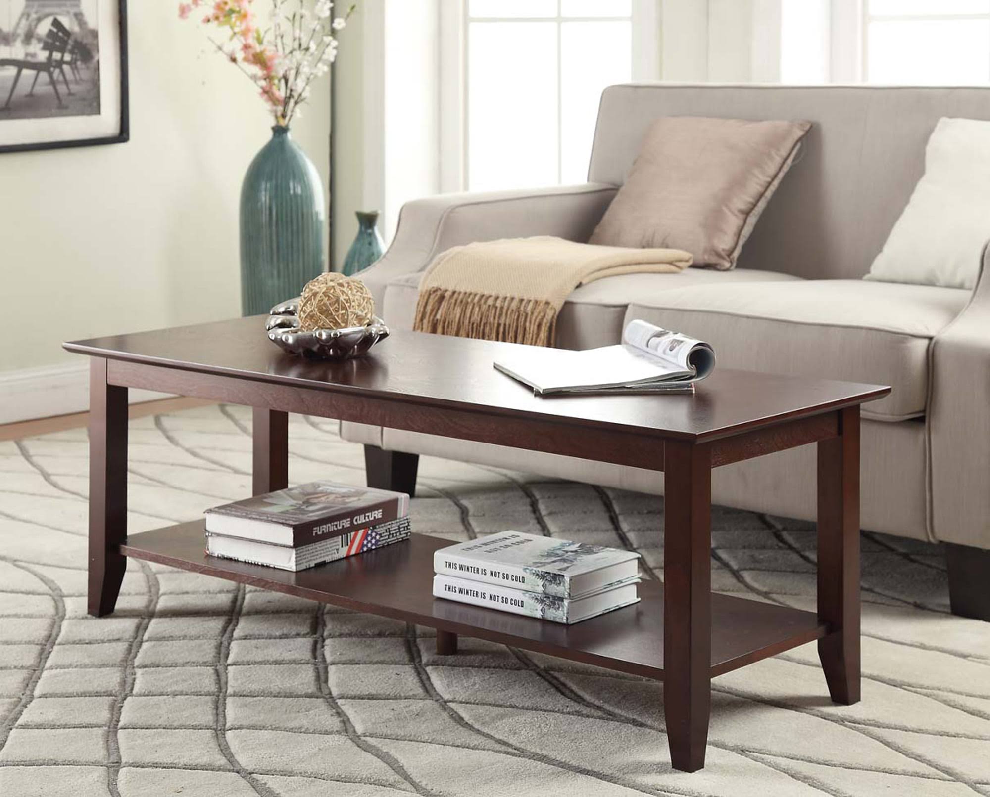 American Heritage Coffee Table with Shelf, Espresso