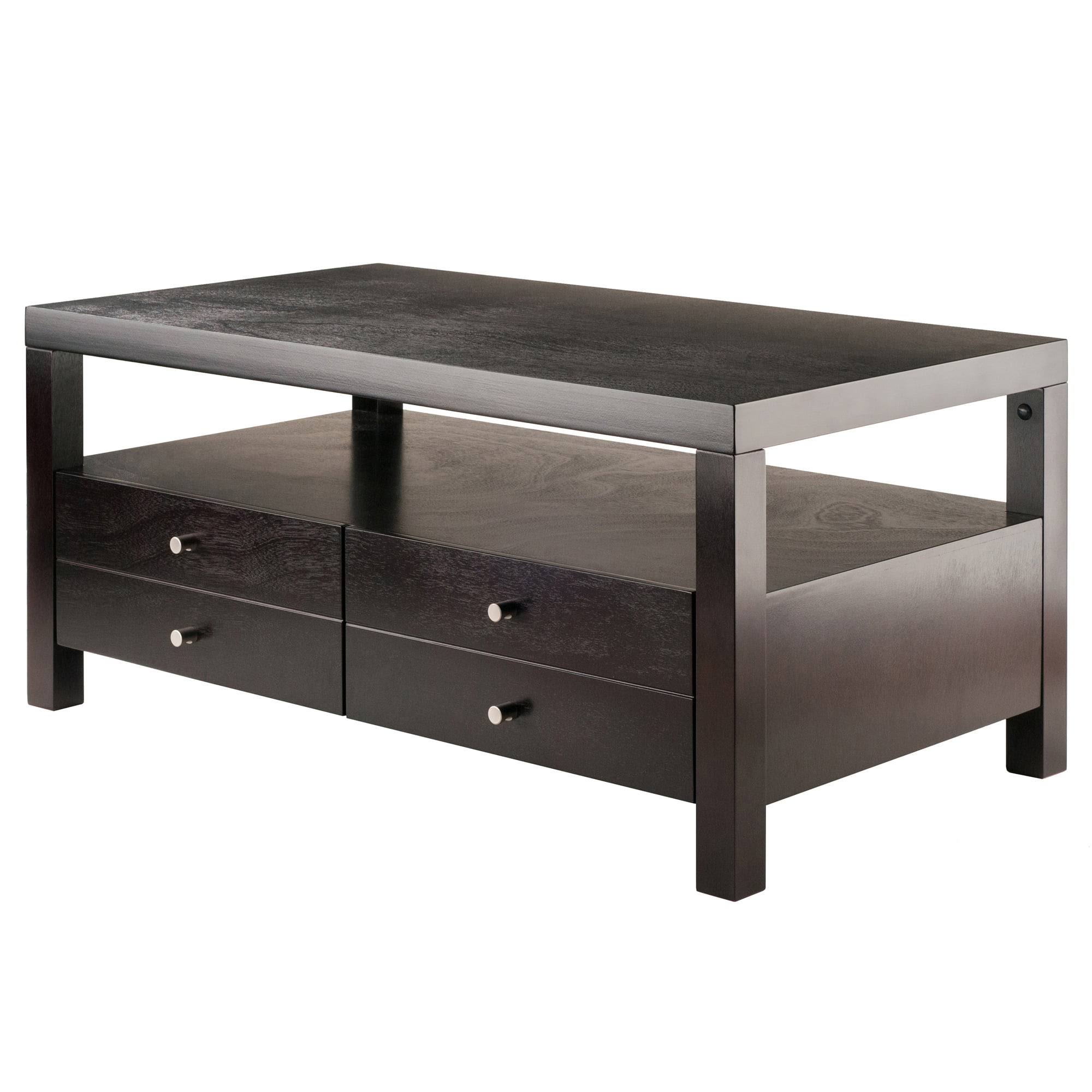 Wood Copenhagen Coffee Table, 2-Drawers, Espresso Finish
