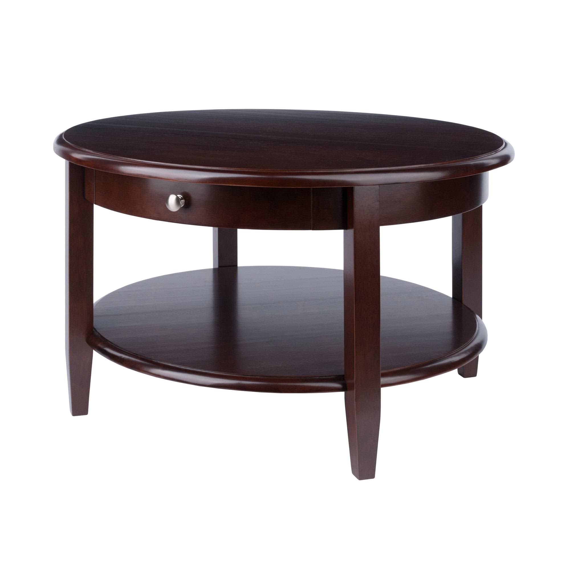 Wood Concord Round Coffee Table, Walnut Finish